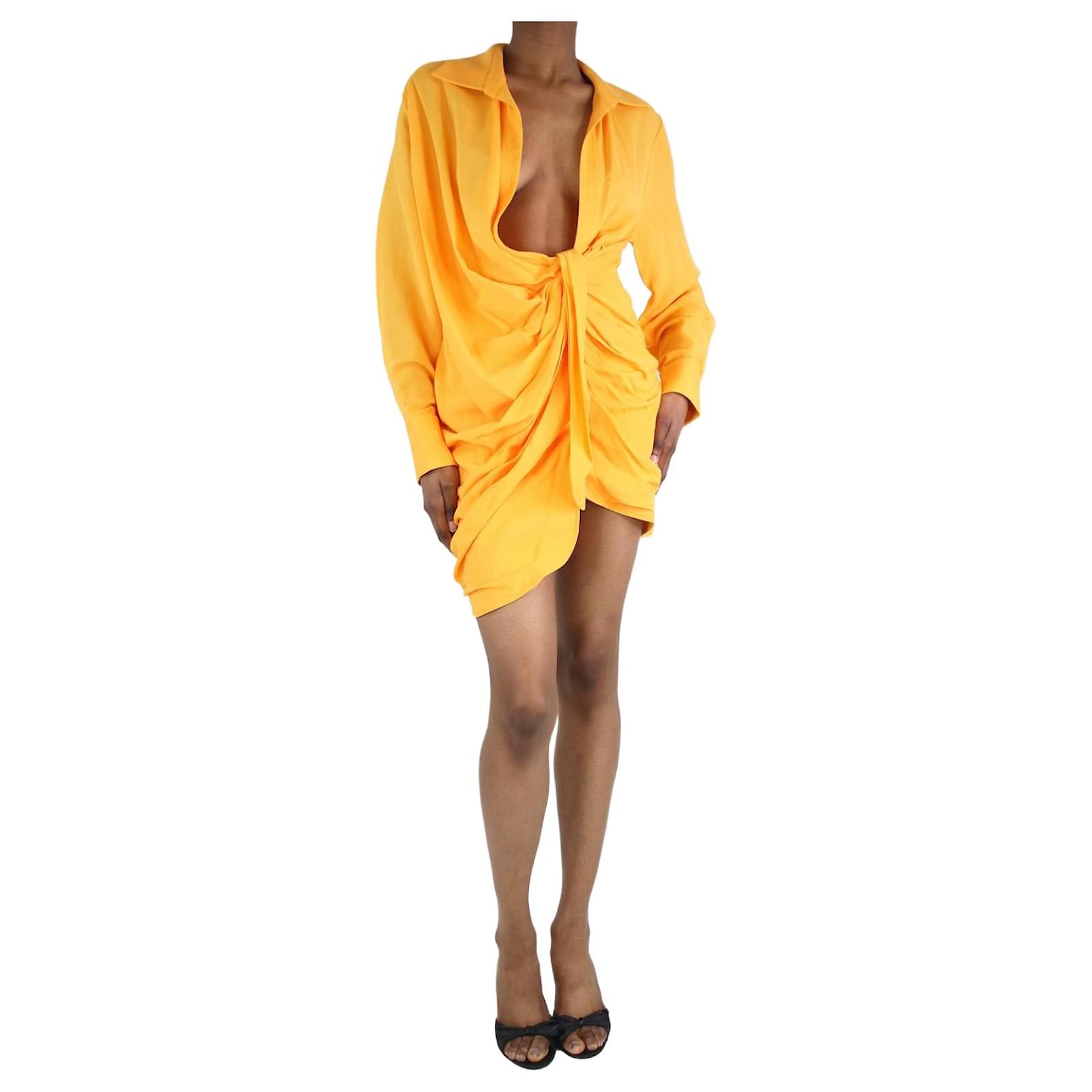 jacquemus gathered shirt dress JACQUEMUS Gathered Shirt Dress in Off White