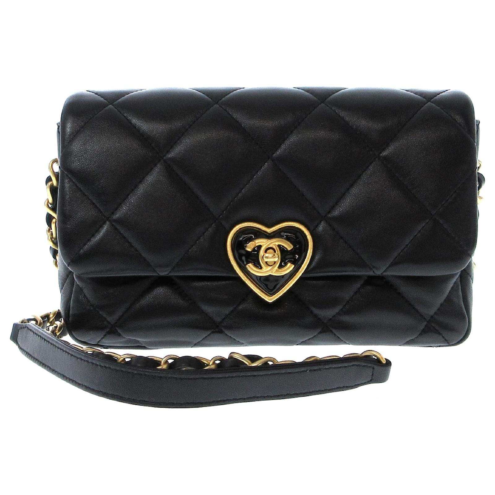 Chanel Black Small Lambskin Coco Love Flap Leather ref.1328141