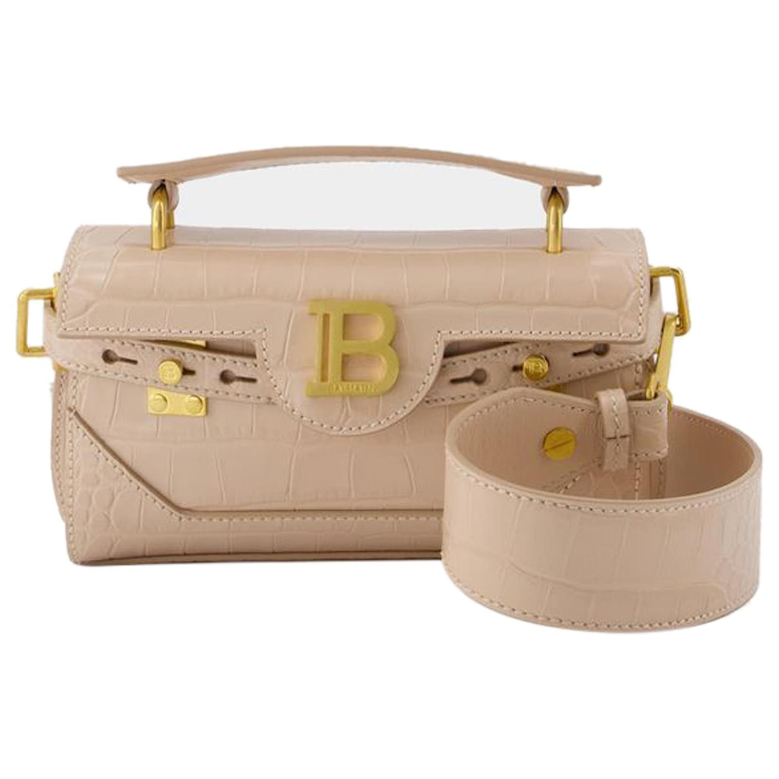 B-Buzz 19 Bandolera Balmain Piel Beige Castaño Cuero Becerro