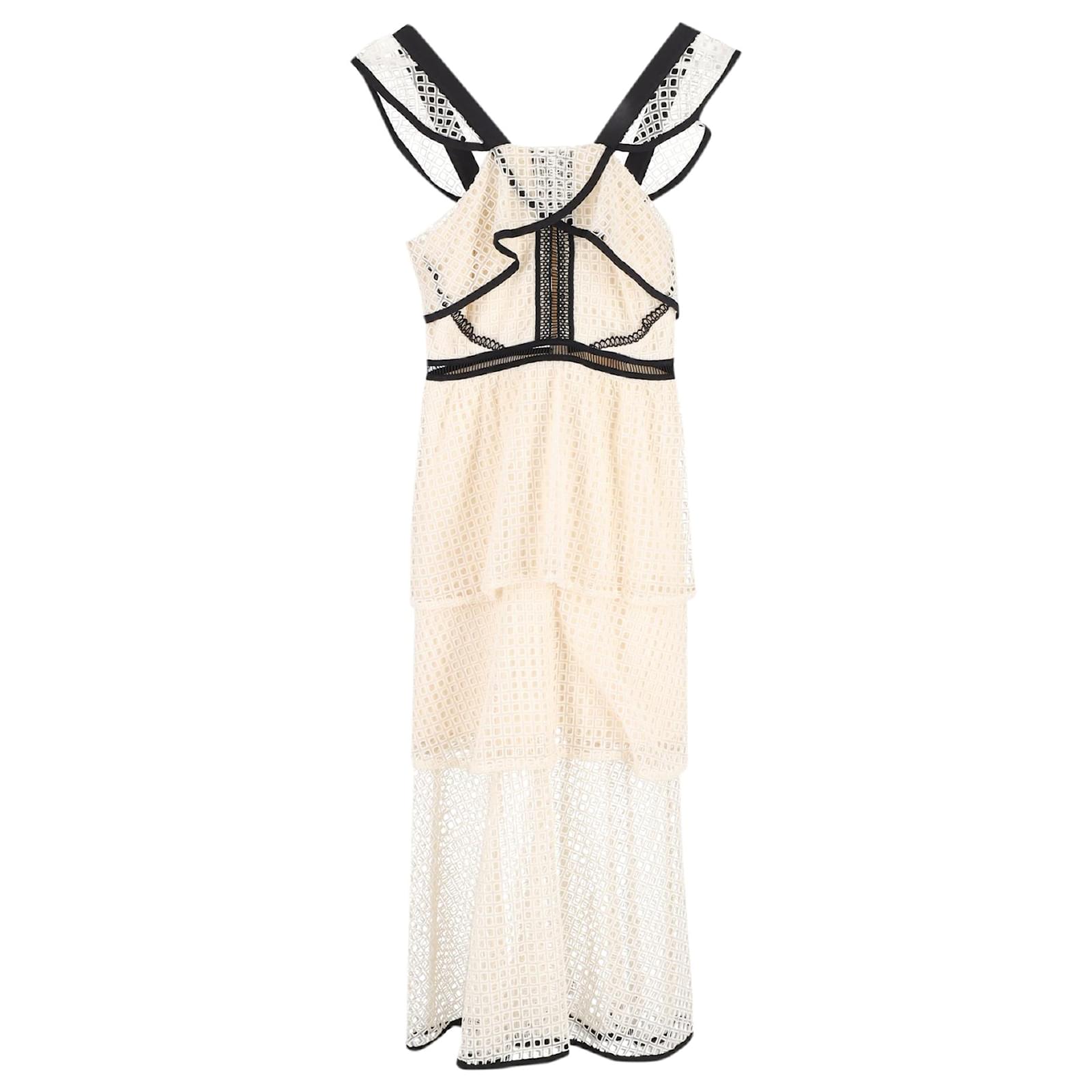 knee length dresses for ladies Self-Portrait - Cream Boucle Bow Detail Midi Dress
