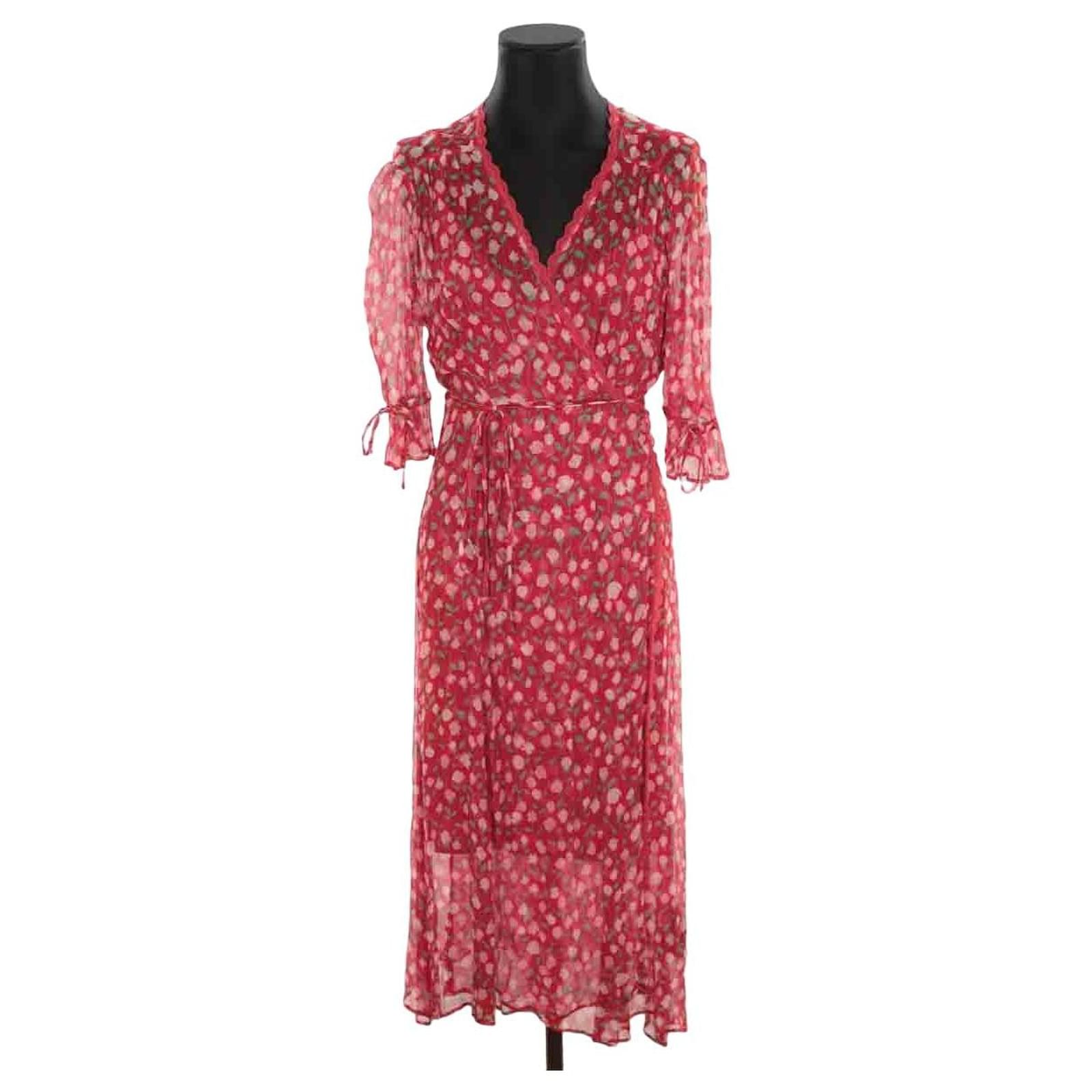 the kooples red silk dress The Kooples womens Surplice Faux Wrap Dress, 1, Red