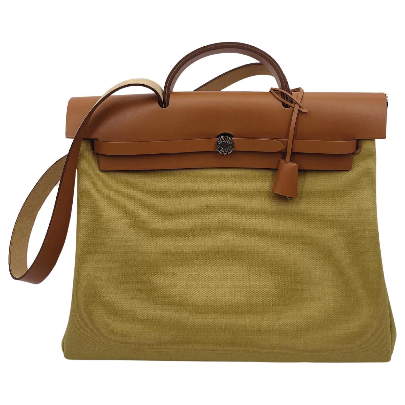 Hermès Herbag Zip 39 Palladium Hardware Ginger / Naturel