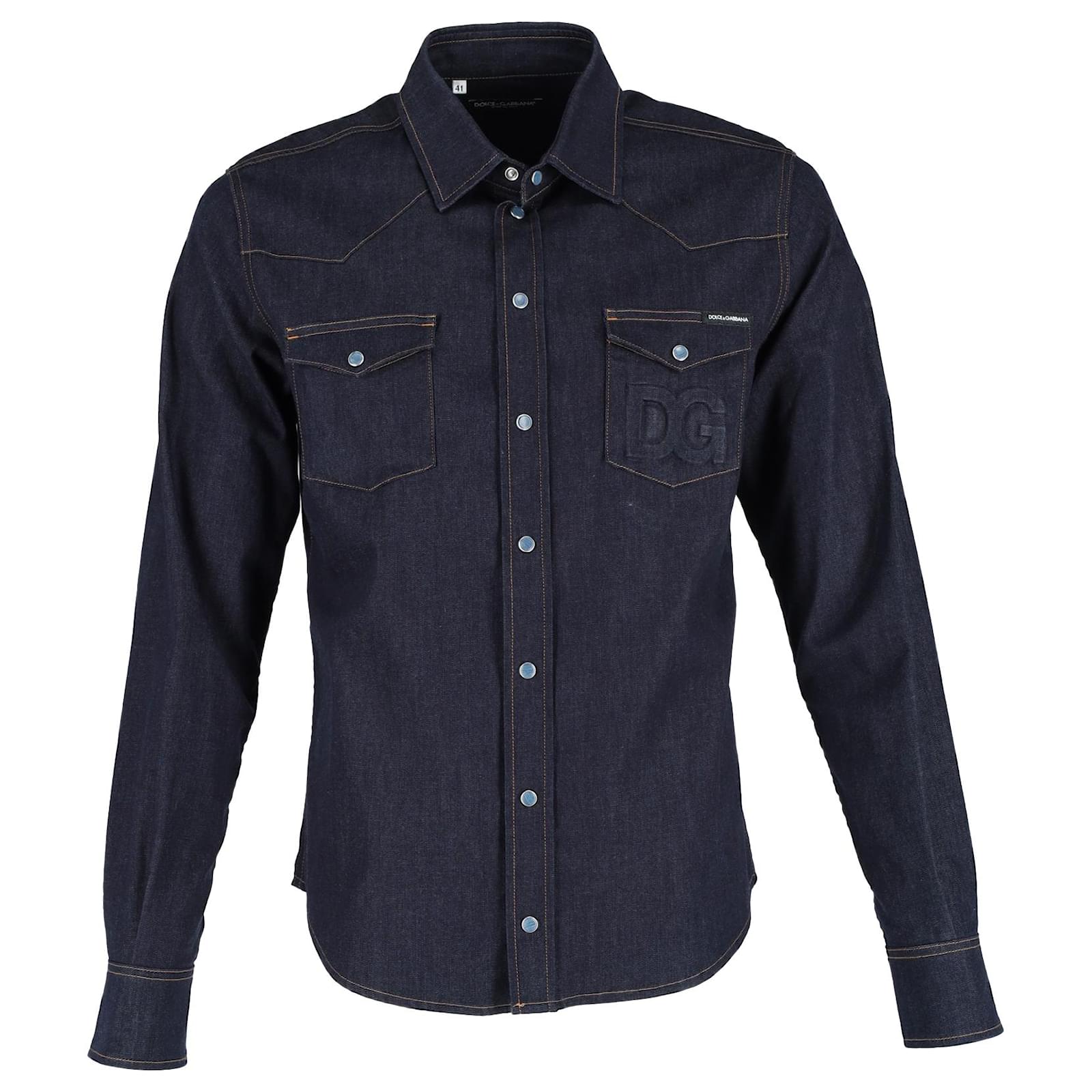 Dolce & Gabbana Long Sleeve Shirt in Blue Denim Cotton ref