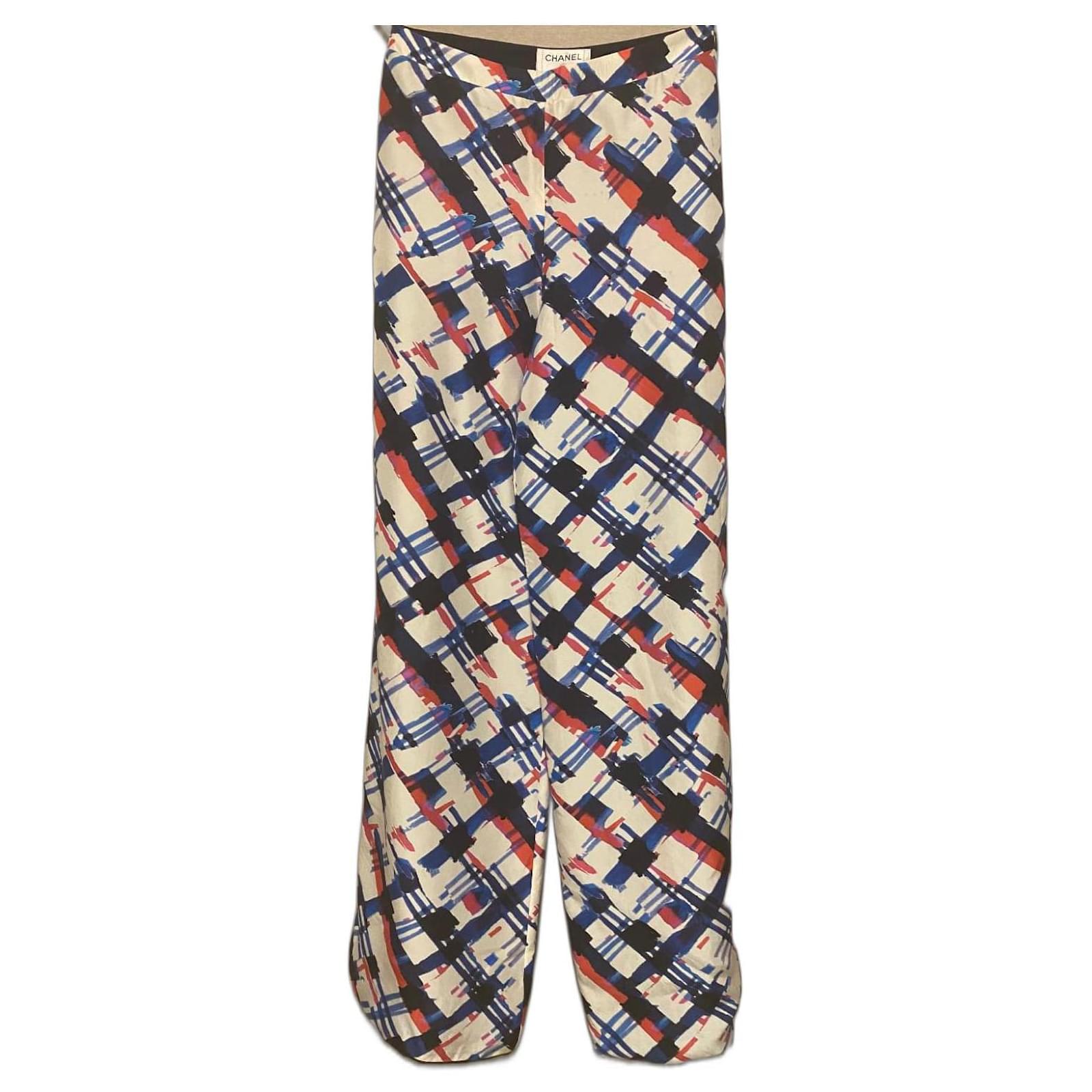 Rare Chanel 16P Runway Wide Leg Silk Trouser Pants FR 36 Multiple ...