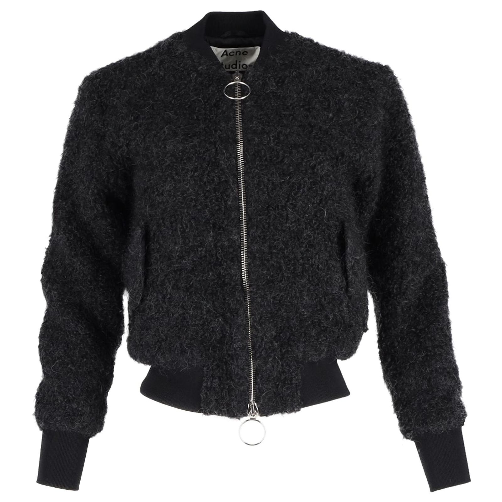 Acne Studios Cropped Bomber Jacket in Black Wool ref.JC1344824 
