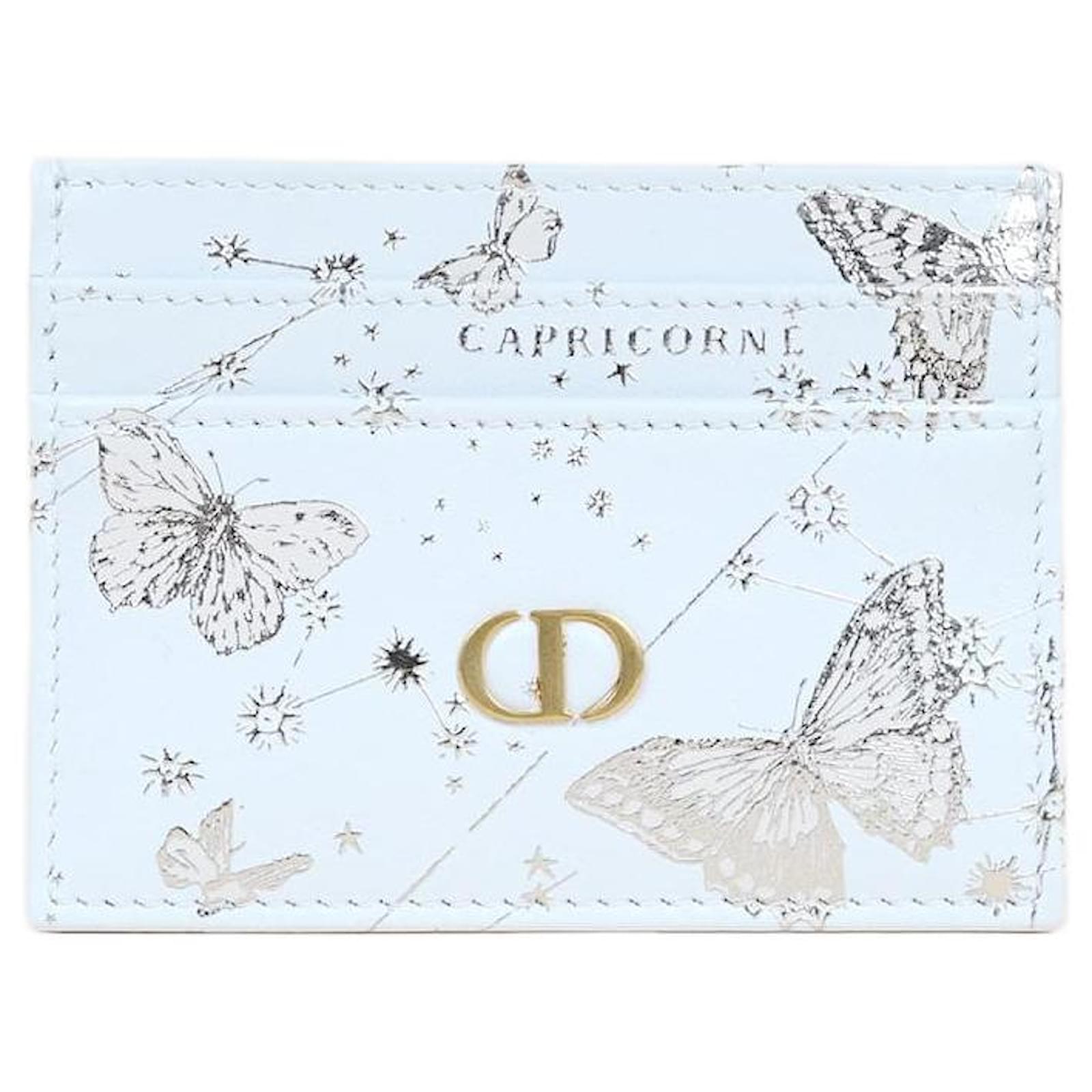 Dior Caro Freesia Card Holder White Leather ref.1346002 - Joli Closet