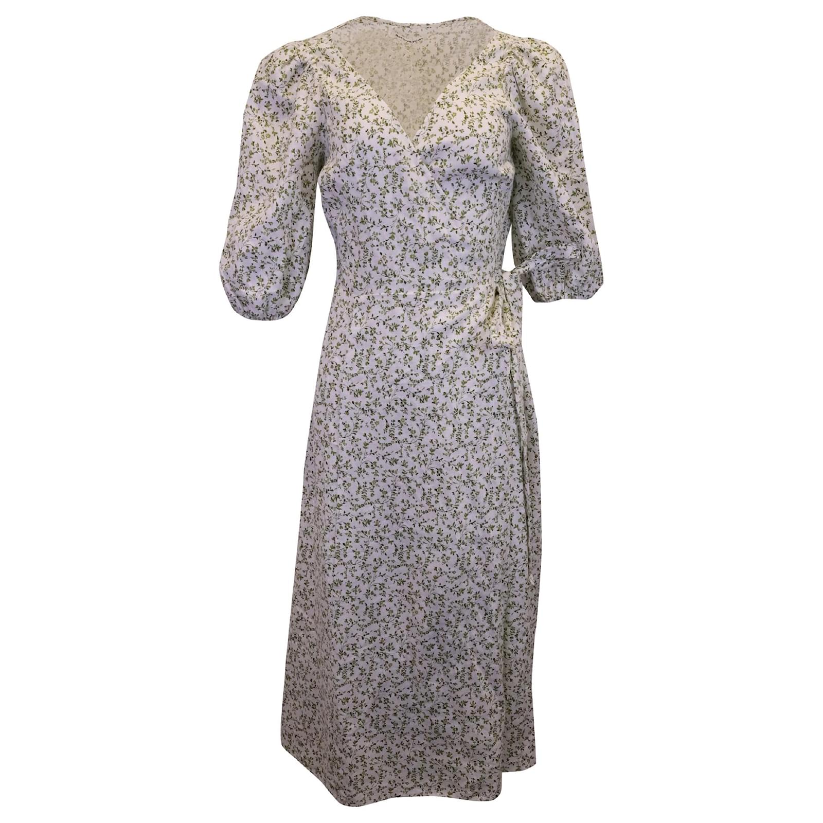 Reformation Mint Midi Wrap Dress in Green Linen ref.1347694 - Joli Closet