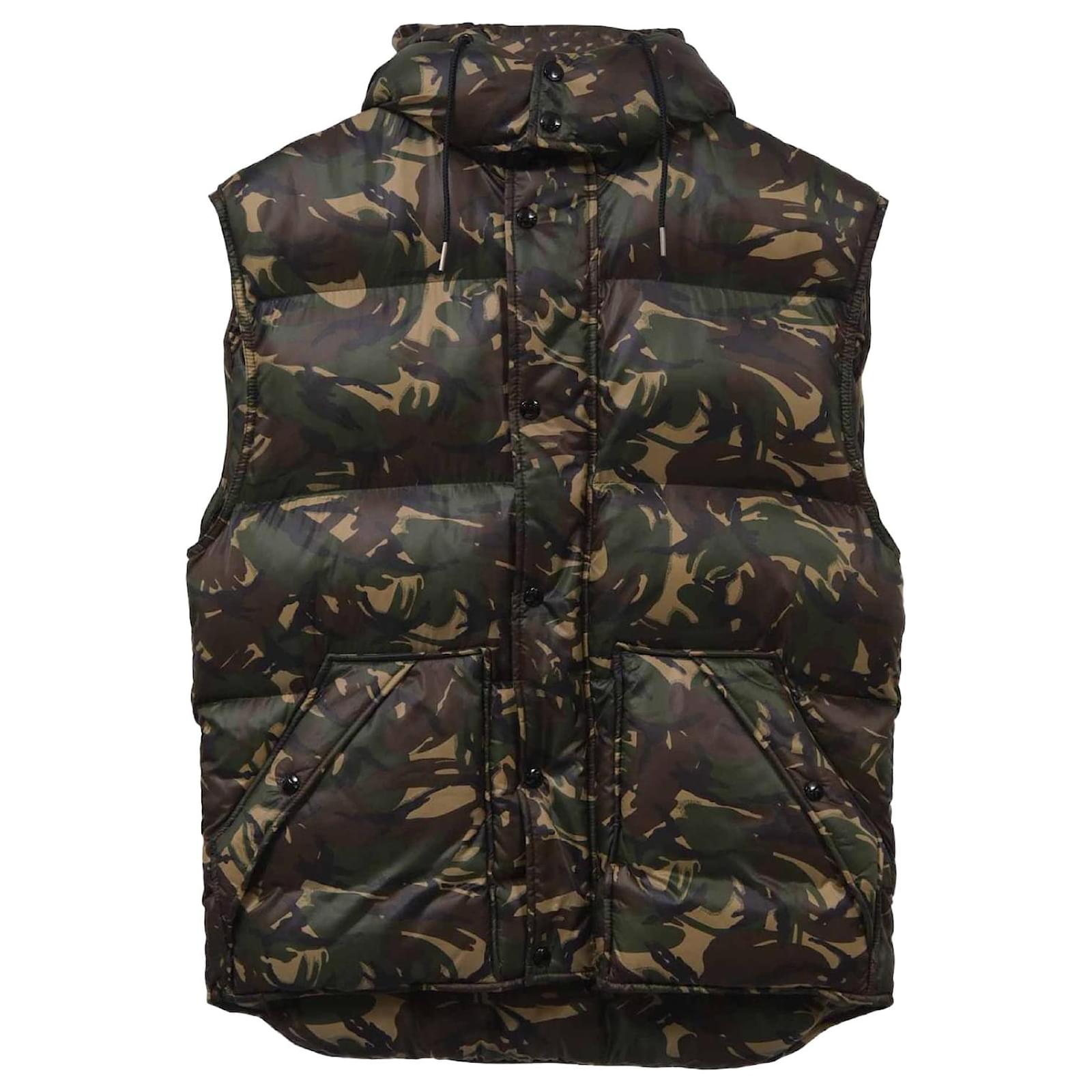 ベスト・ジレ Celine Quilted Gilet Céline Celine Camouflage Quilted Vest in Green Nylon ref