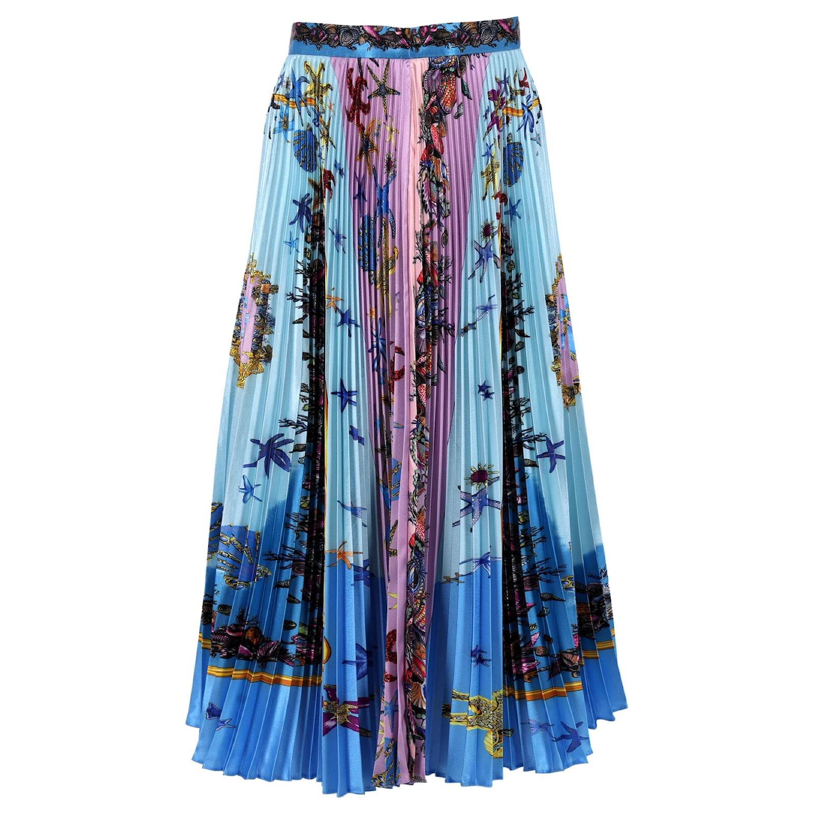 スカート Versace Floral-Print Pleated Skirt Pleated skirt with baroque print brand VERSACE JEANS COUTURE