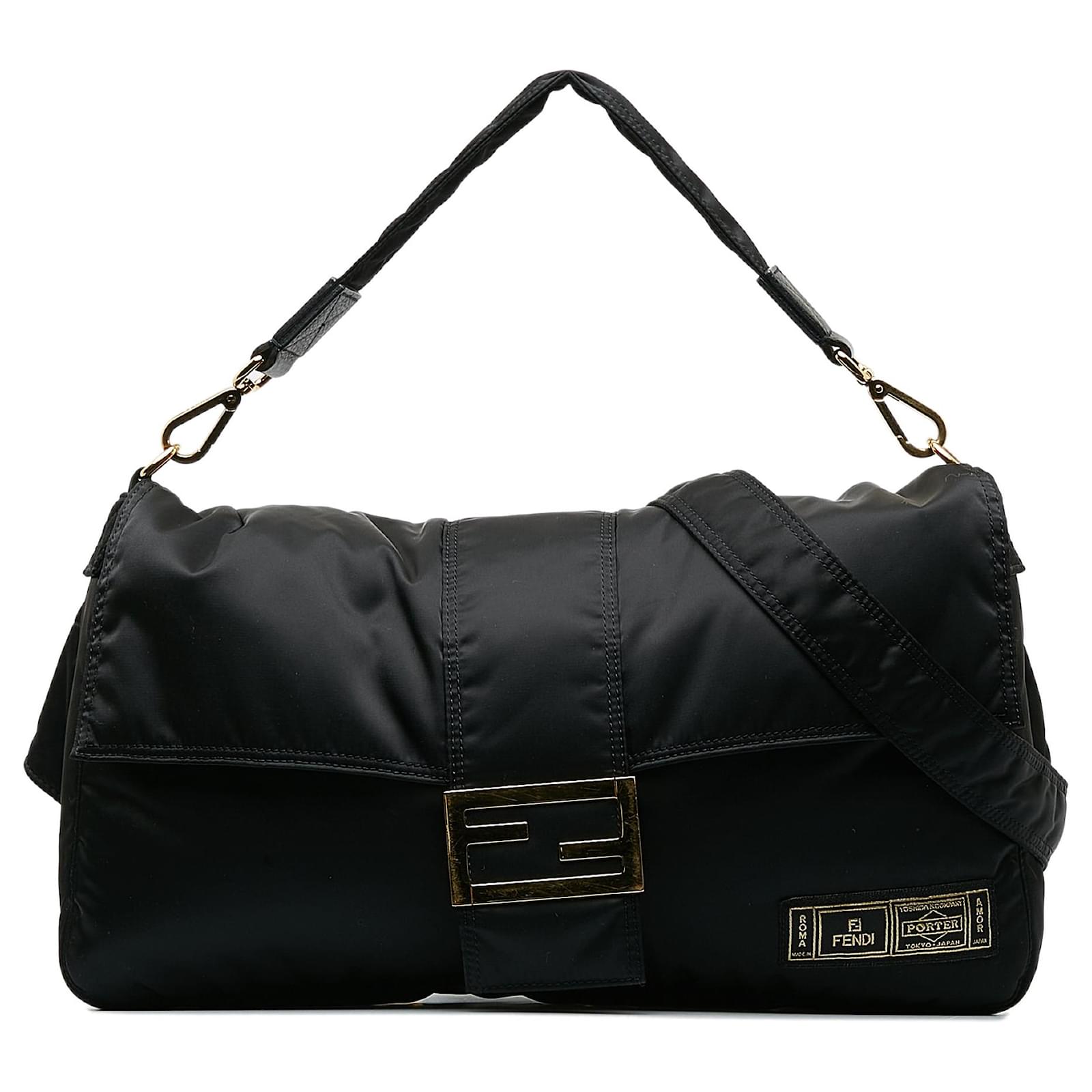 Fendi x Porter Nylon Baguette Satchel Black Cloth ref.1349008 Joli Closet