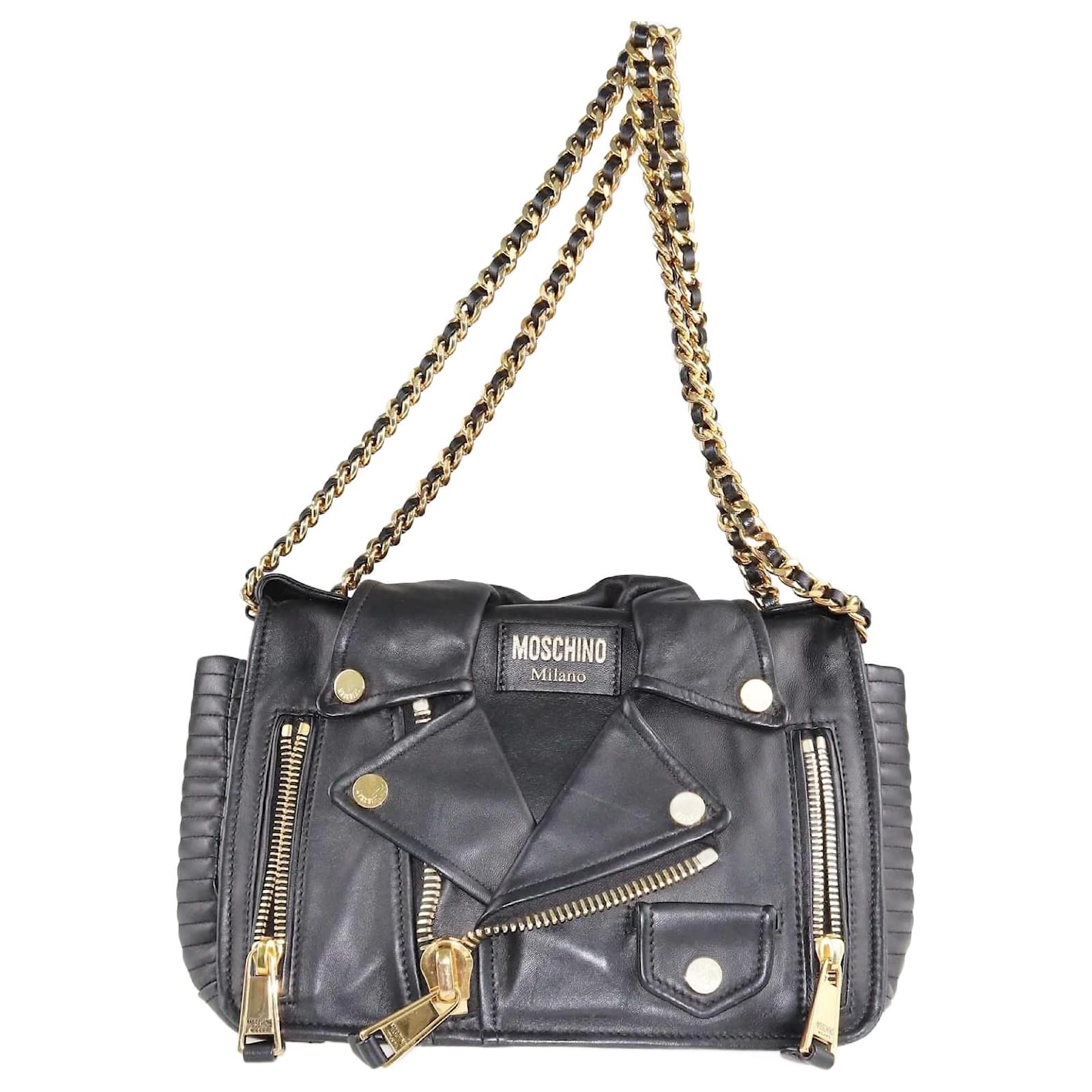 Moschino bolso de hombro tipo chaqueta motera de cuero negro ref.1349073 Joli Closet