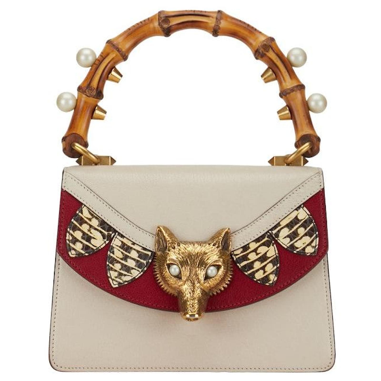 Gucci Leather Bamboo Foxhead Handbag Leather Handbag 466432 in
