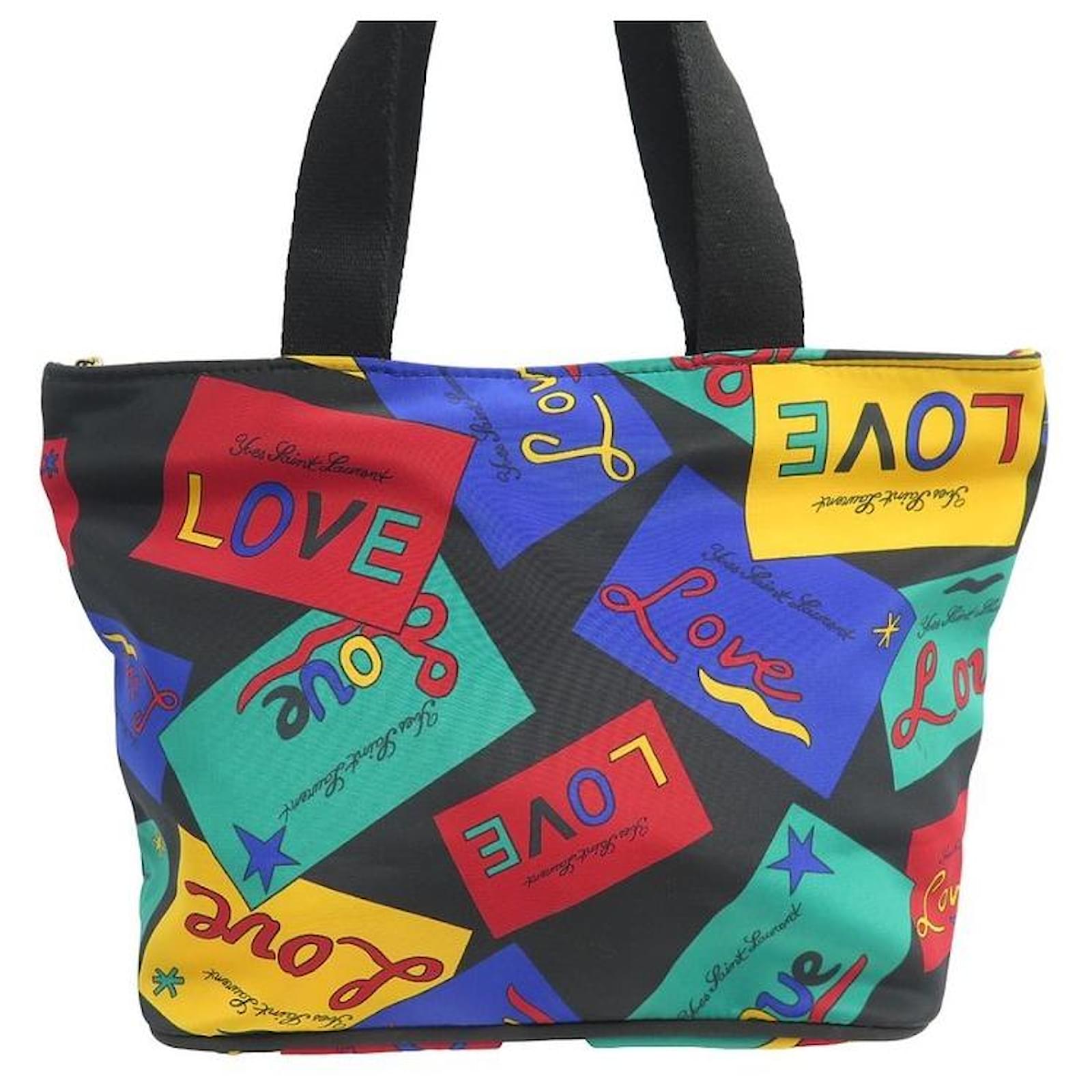 BORSA A MANO VINTAGE YVES SAINT LAURENT LOVE CARD TOTE IN TELA MULTICORE TOTE BAG Multicolore ref.1355947 Joli Closet