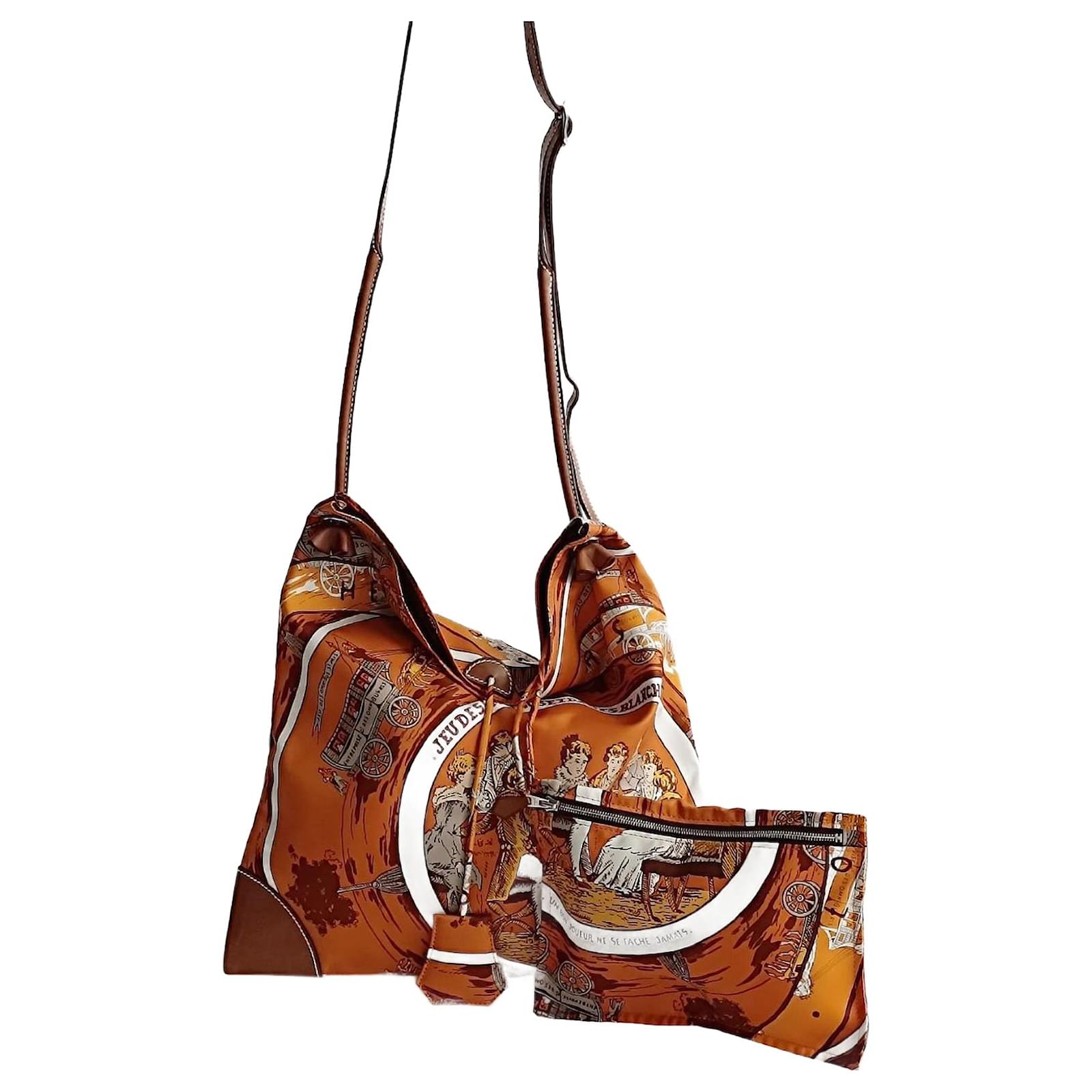 Sac bandouliere Hermes Silk City Soie Orange ref.1360700 Joli Closet