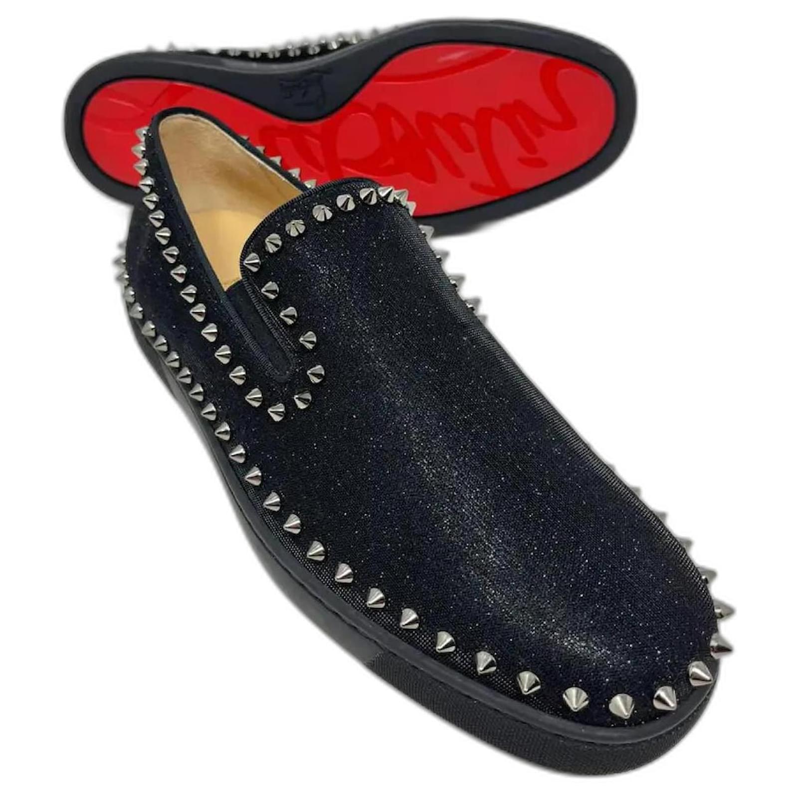 Chaussures slip on Pik Boat Christian Louboutin taille 41 5 Cuir Metal Noir ref.1362994 Joli Closet