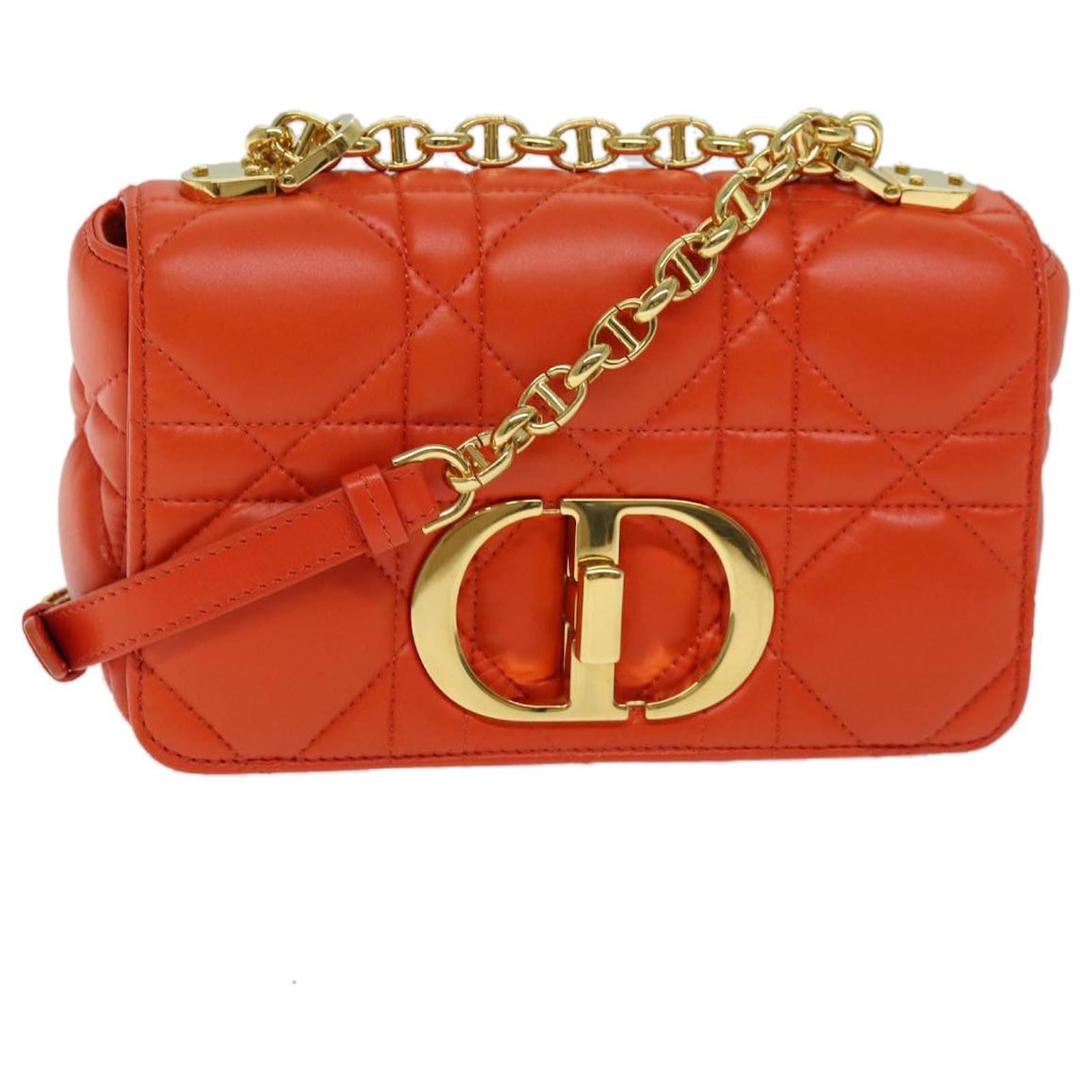Christian Dior Canage Shoulder Bag Leather Orange Auth 71576SA ref