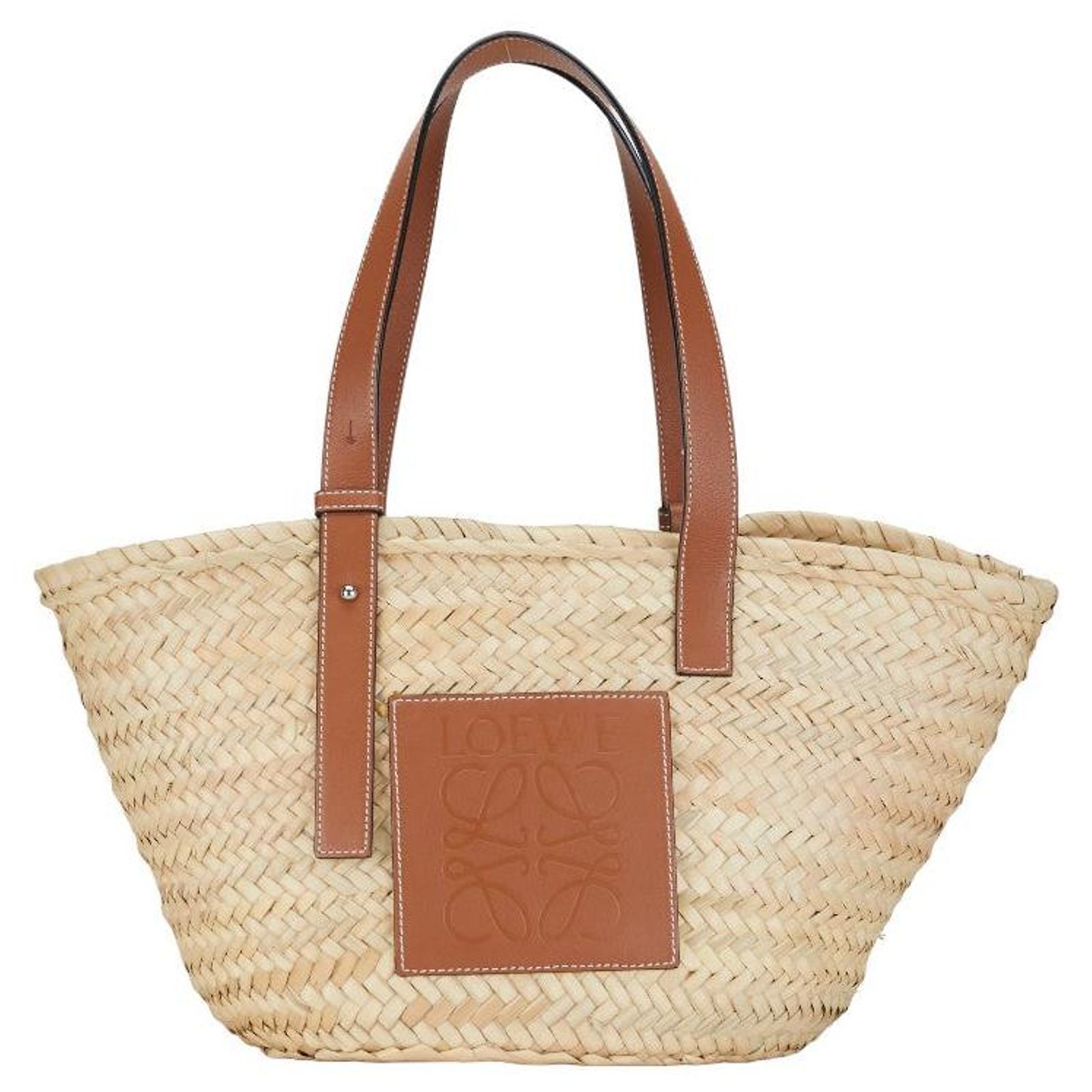Loewe Raffia Basket Tote Bag Natural Material Handbag in Excellent ...