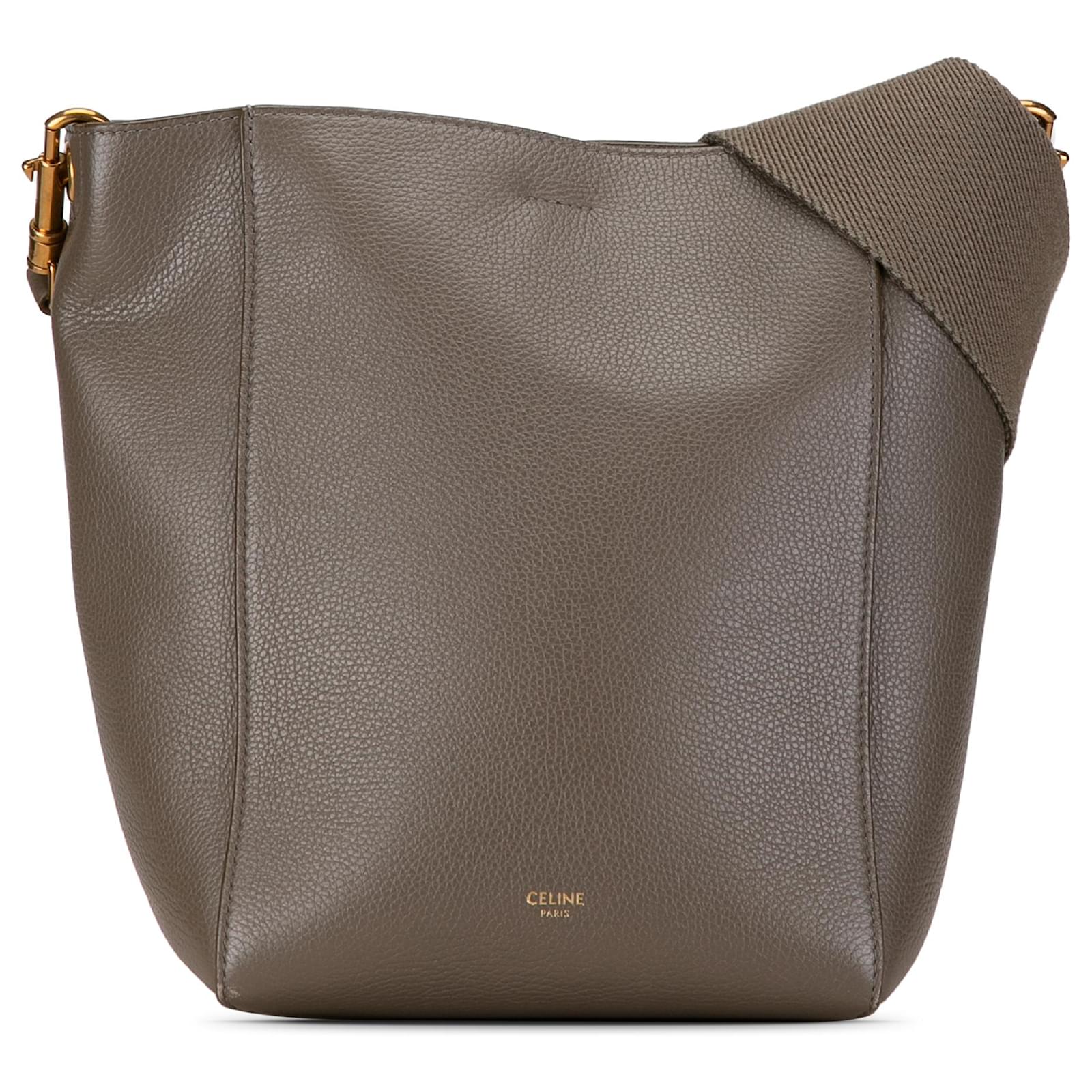 Celine Celine Brown Small Seau Sangle Taupe Leather Pony style calfskin ref.1366152 Joli Closet