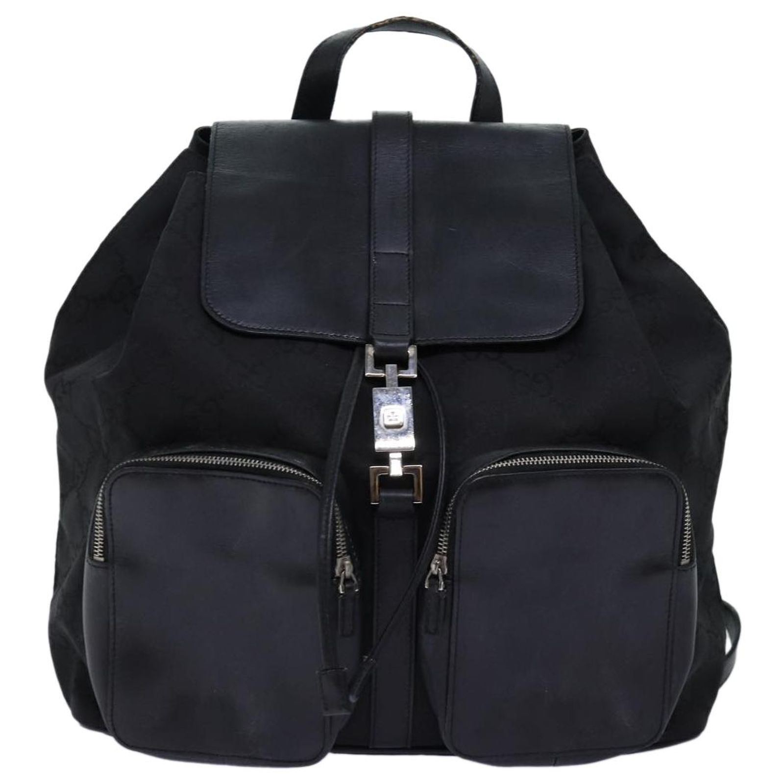 Gucci Nylon Canvas Jackie Silver Backpack Black Gucci Jackie (Sold) - Joli Closet main image 3