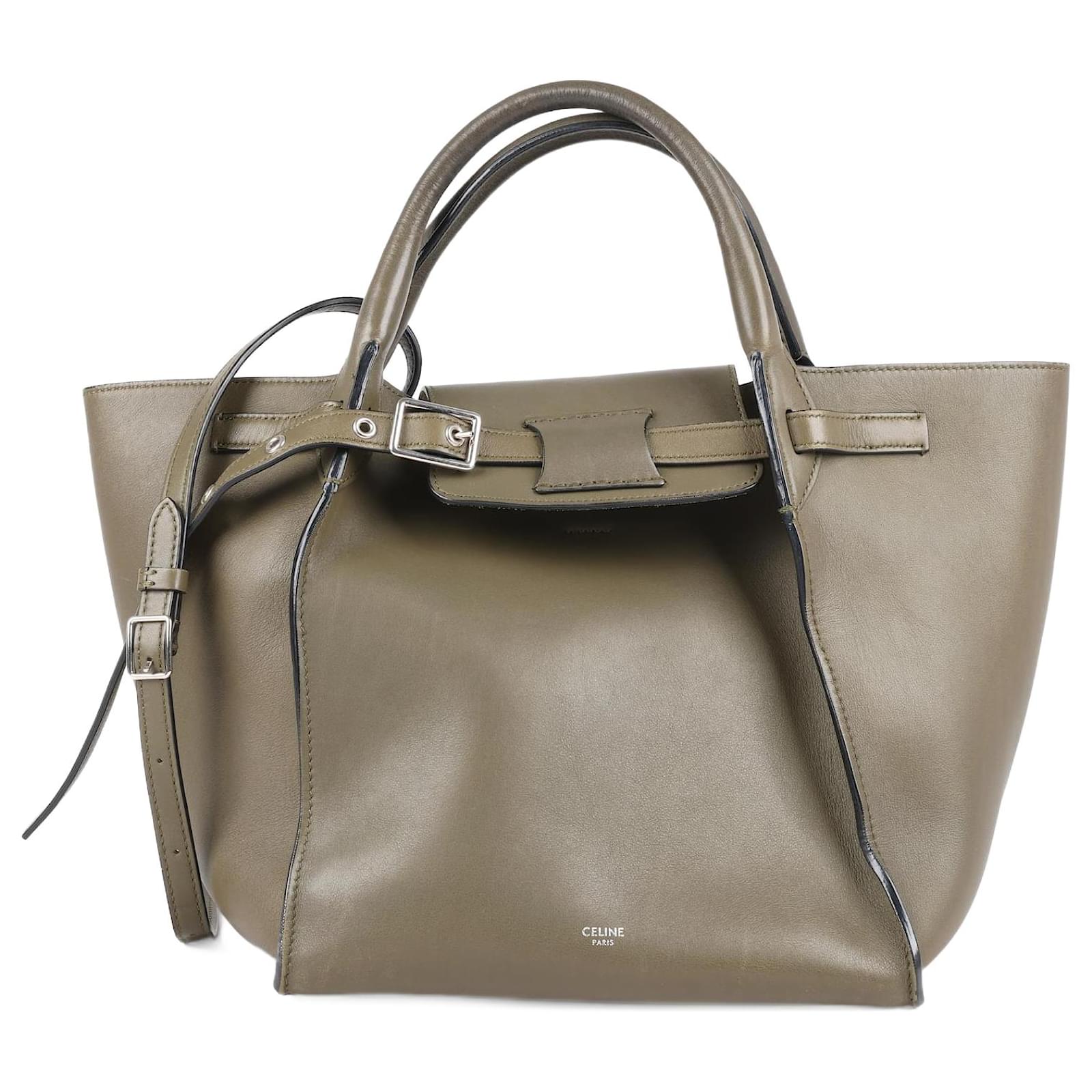 Céline CELINE Smooth Calfskin Small 2way Big Bag in Khaki Green Leather  ref.1370869 - Joli Closet