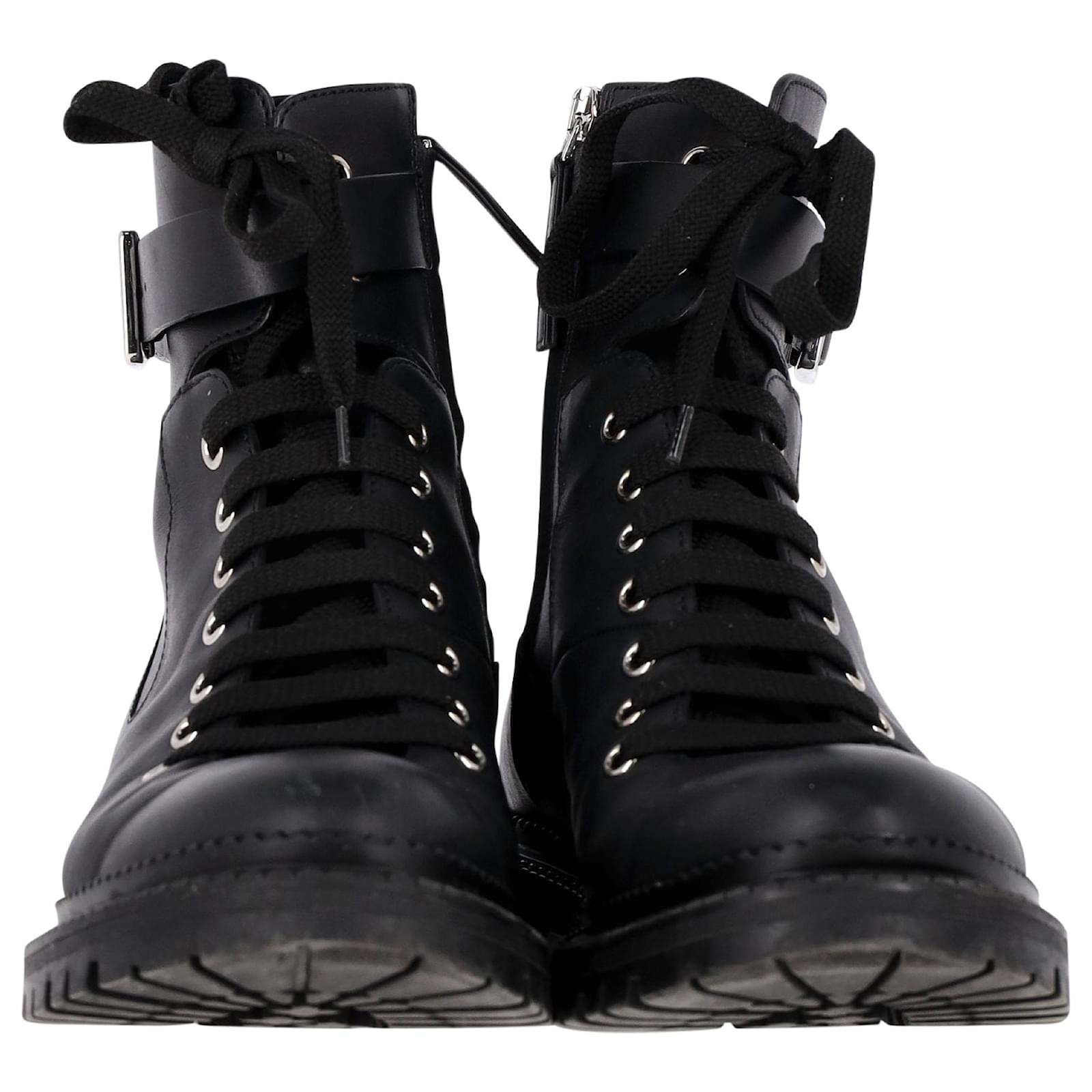 Sandalias Hugo Boss Botines Mujer Hugo Boss Botas Militares Con Hebillas  Boss En Cuero Negro Ref