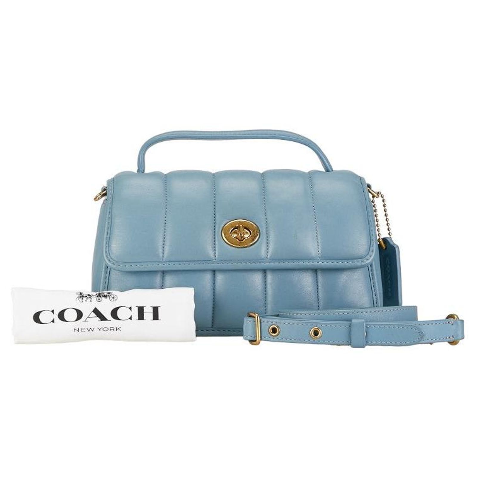Coach Leather Turnlock Quilted Clutch Handbag C3845 Blue ref 