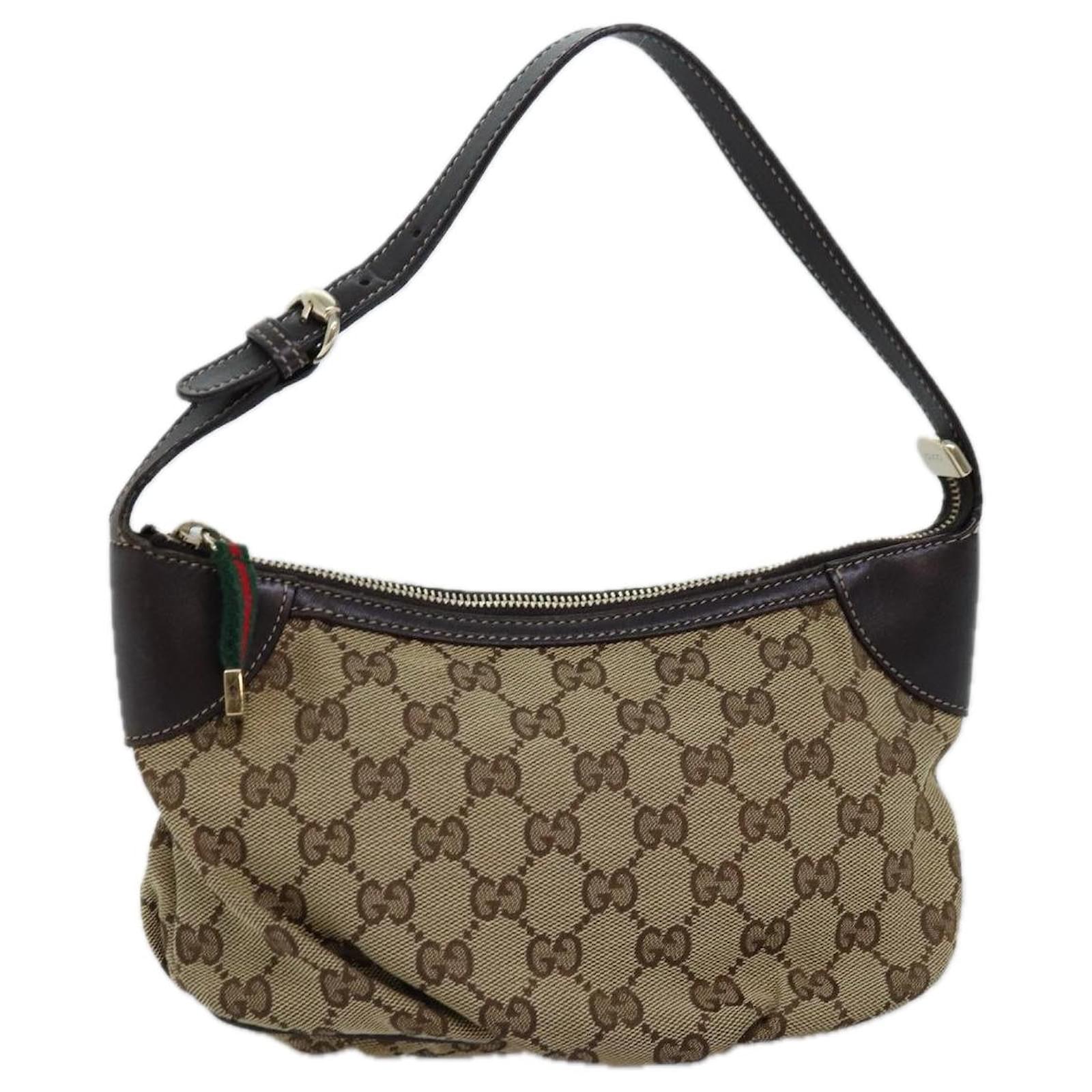 GUCCI GG Canvas Shoulder Pouch Beige 224093 Auth 73651 ref