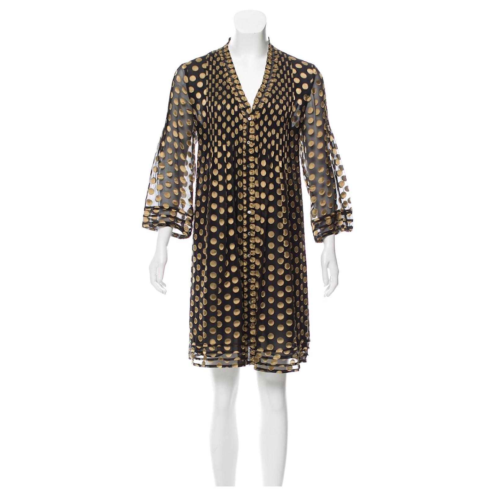 Diane Von Furstenberg DvF Layla Kleid in Schwarz und Gold mit Polka Dots  Golden Seide Strahl ref.JC1378893 (Verkauft) - Joli Closet