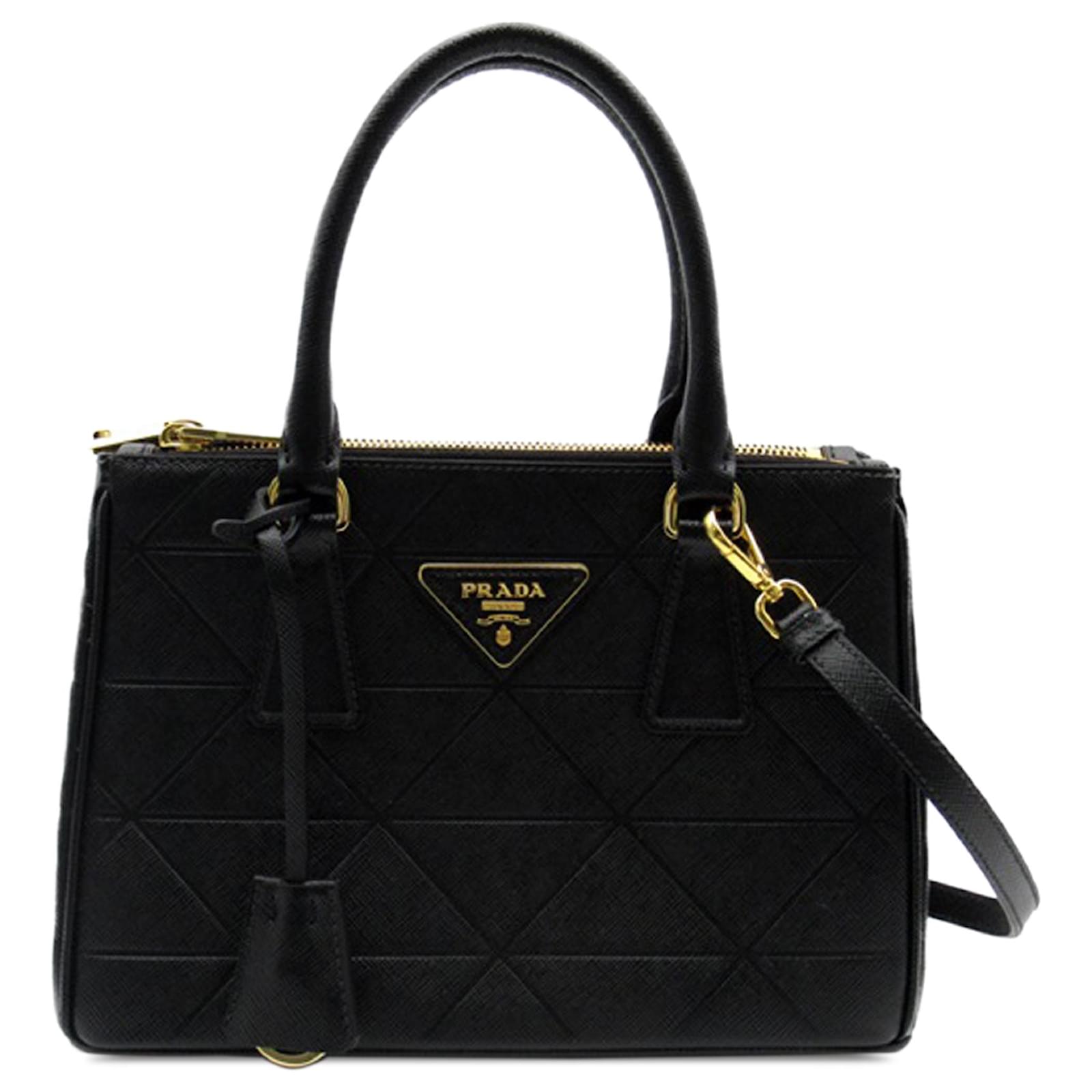 Prada Schwarze Mini-Umhängetasche mit Reißverschluss und Saffiano