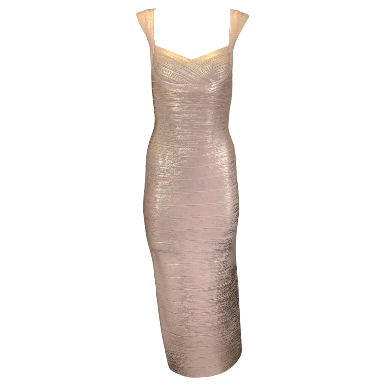 green emerald velvet dress THE METALLIC SANDRA DRESS – HERVÉ LÉGER