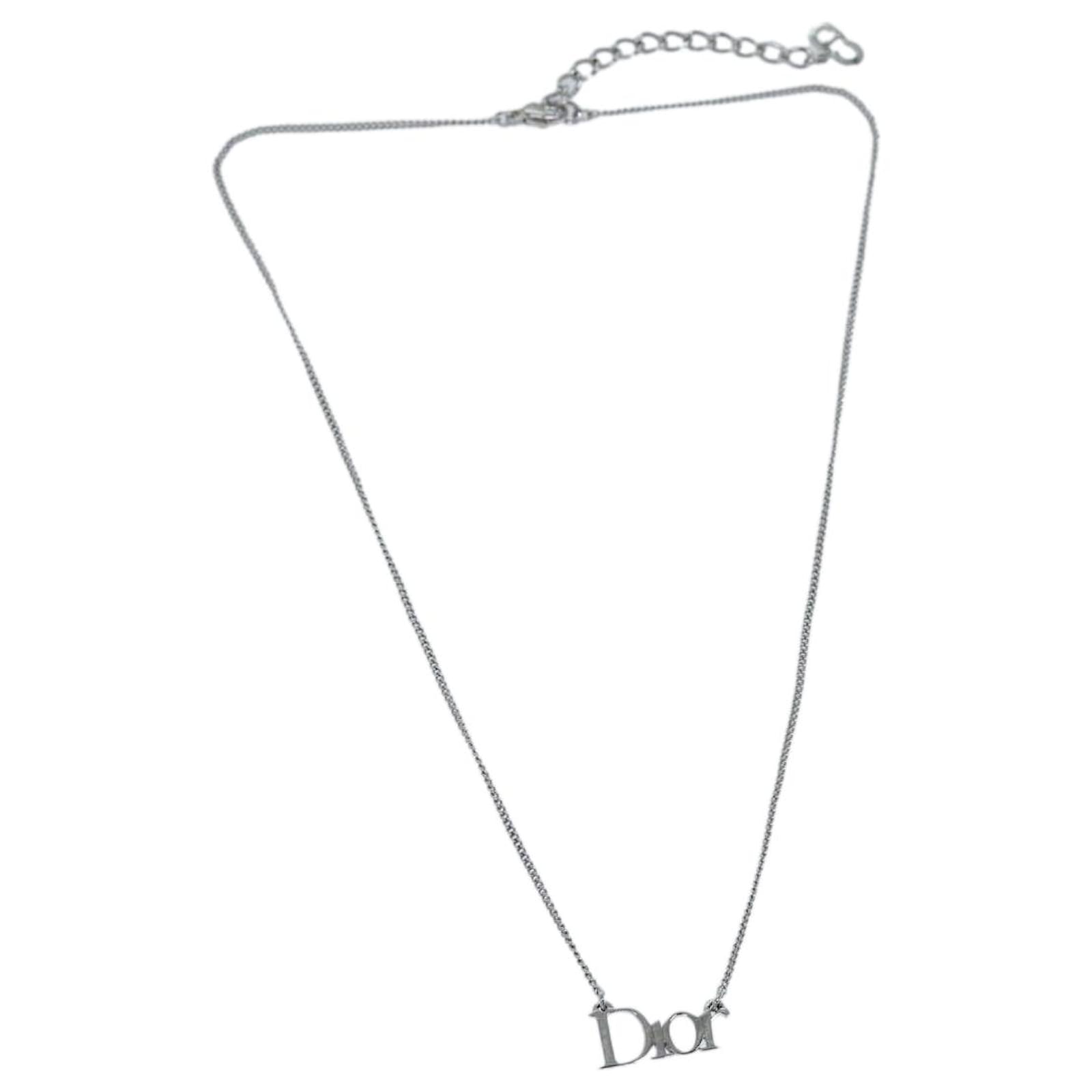 アクセサリー Christian Dior Logo silver necklace Christian Dior Logo Necklace Silver Vintage rnuzjv