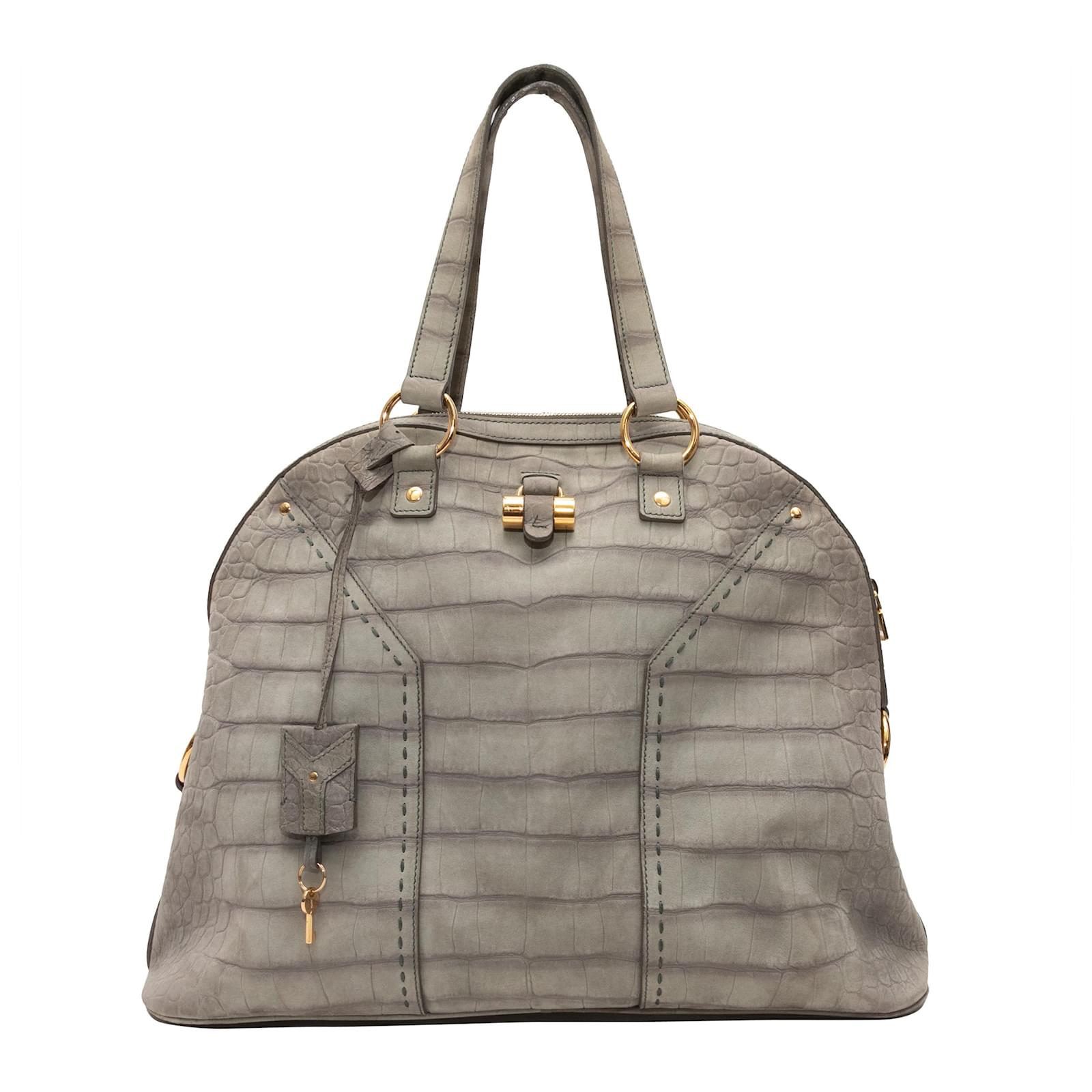 Yves Saint Laurent Gray Yves Saint Lauren Embossed Croc XL