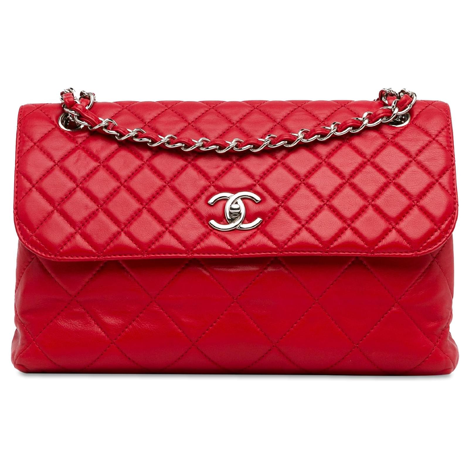 Chanel Red Calfskin In The Business Flap Leather Pony style calfskin ref.1390960 Joli Closet