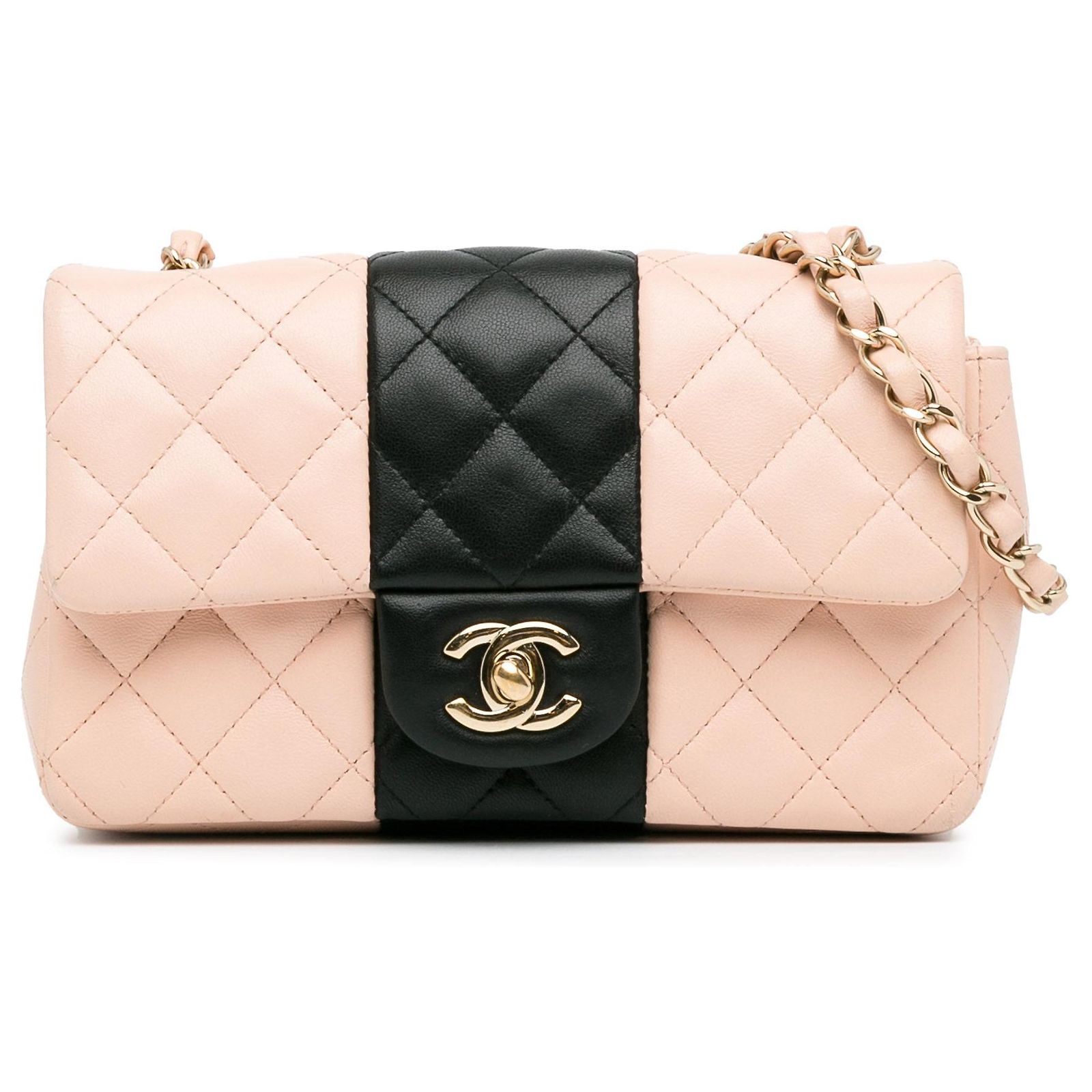 Pink Chanel Mini Rectangular Bi-Stripe Classic Lambskin Single Flap ...