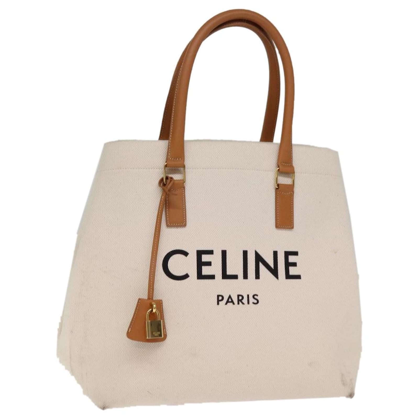 Celine CELINE Horizontal Cabas Tote Bag Canvas Cream Auth 74667 Cloth ref.1396815 Joli Closet