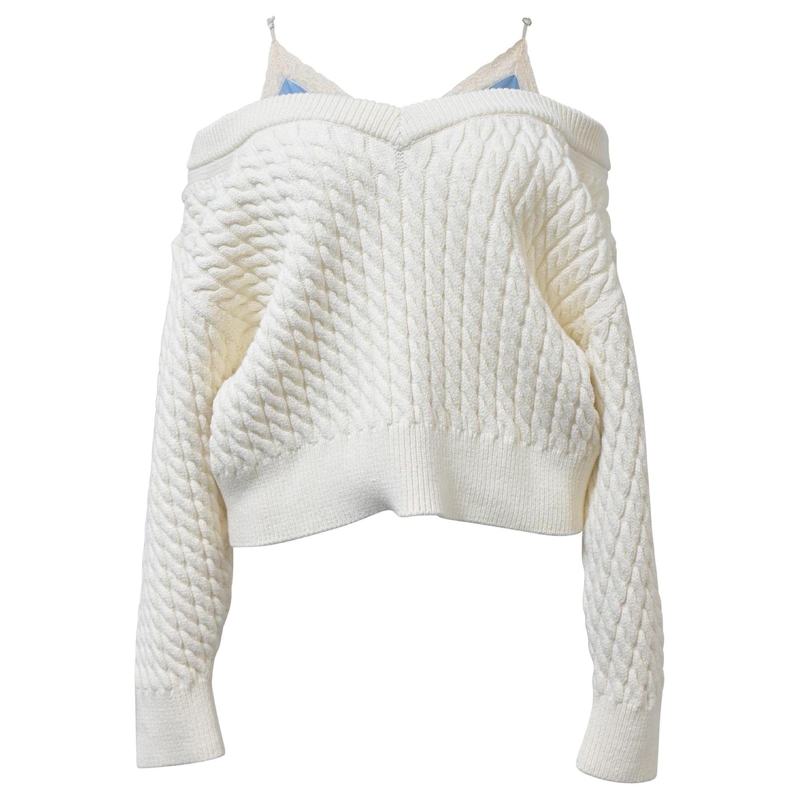 Autre Marque Alexander Off-Shoulder-Pullover mit Zopfmuster