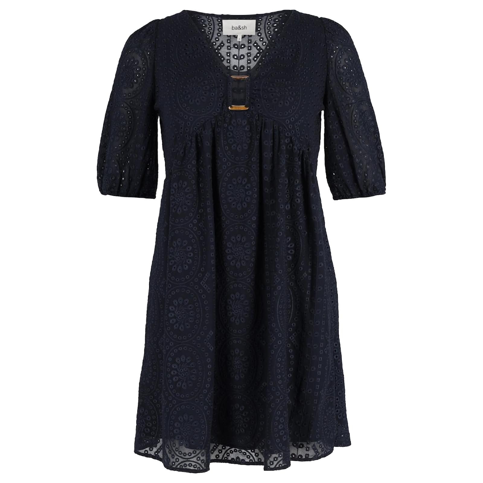 Ba Sh Mini Robe Col V en Coton Bleu Marine ref.1398110 Joli Closet