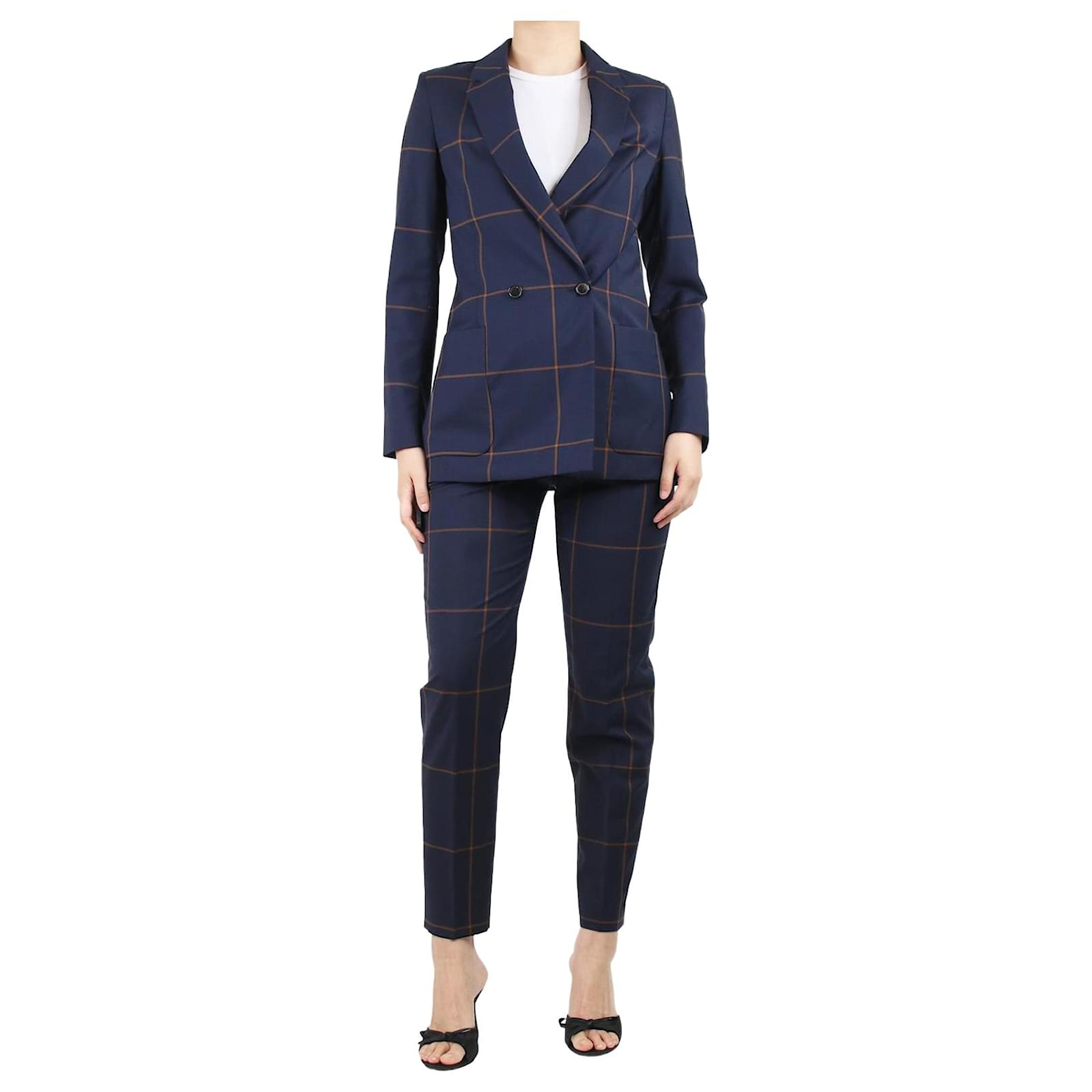 Paul Smith Blue check wool blazer and trouser suit set - size UK 8
