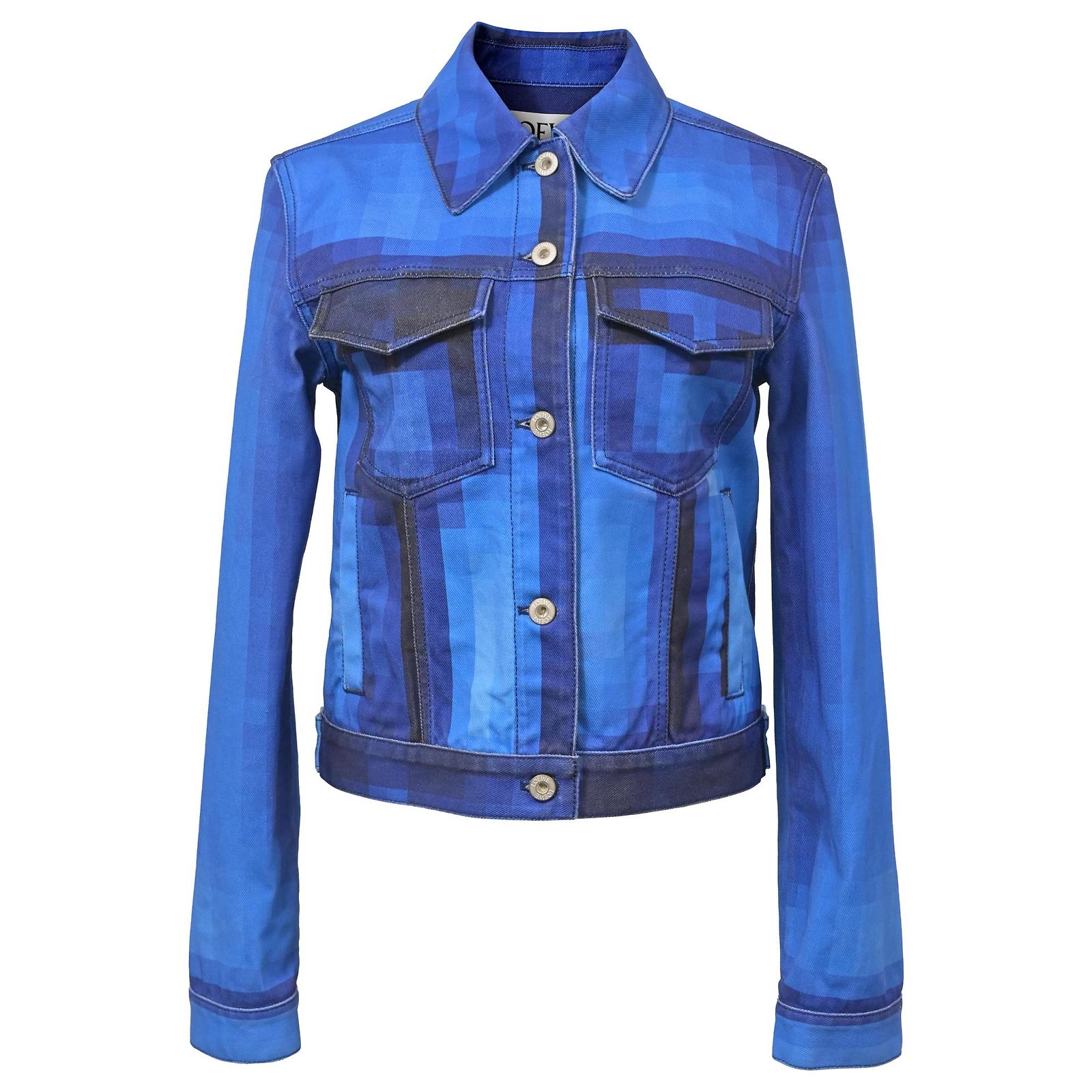 Loewe Women's Pixelated Jacket in Blue Cotton Denim Light blue ref ...
