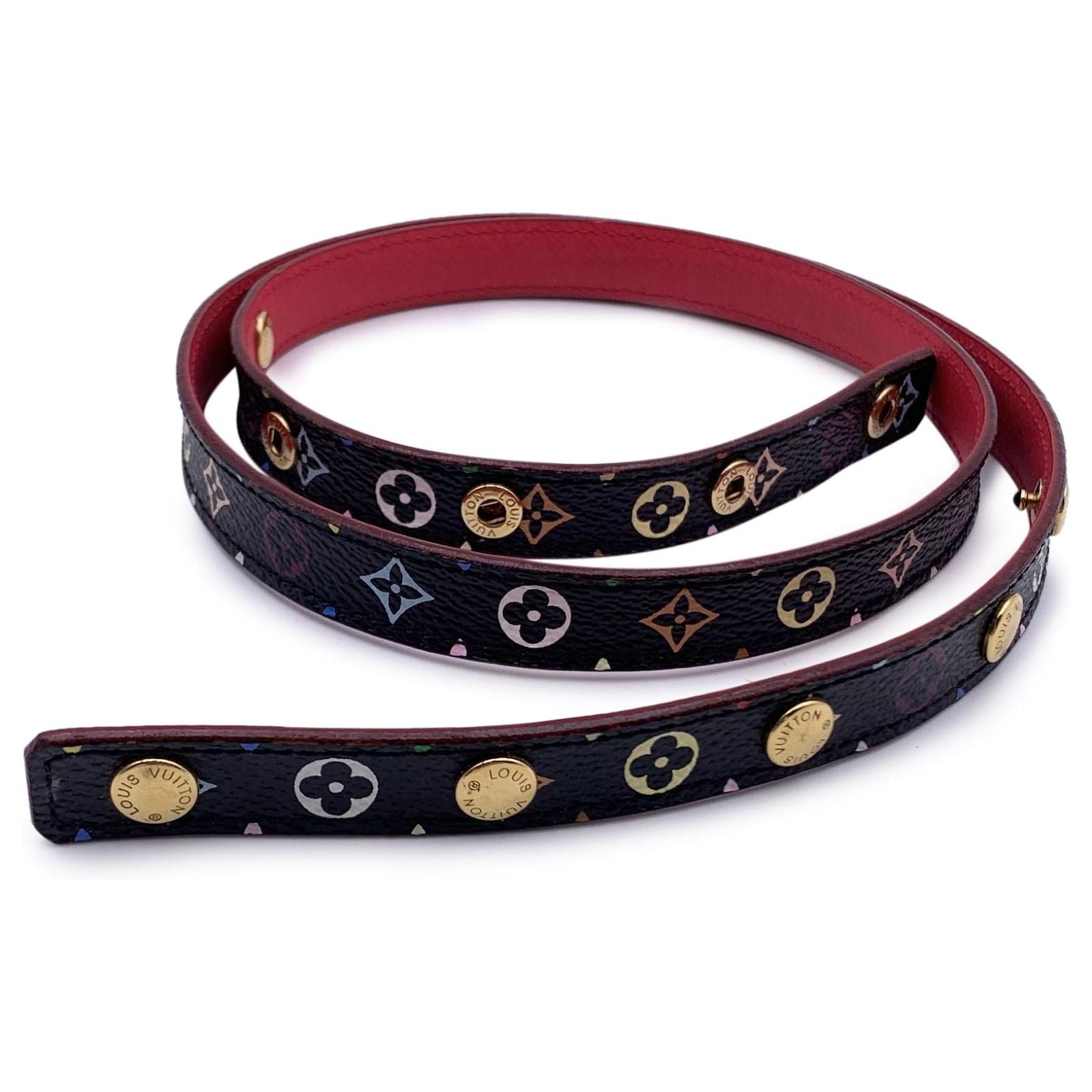Louis Vuitton Murakami Monogram Canvas Skinny Belt Size 80 32 Black Cloth ref.1402930 Joli Closet