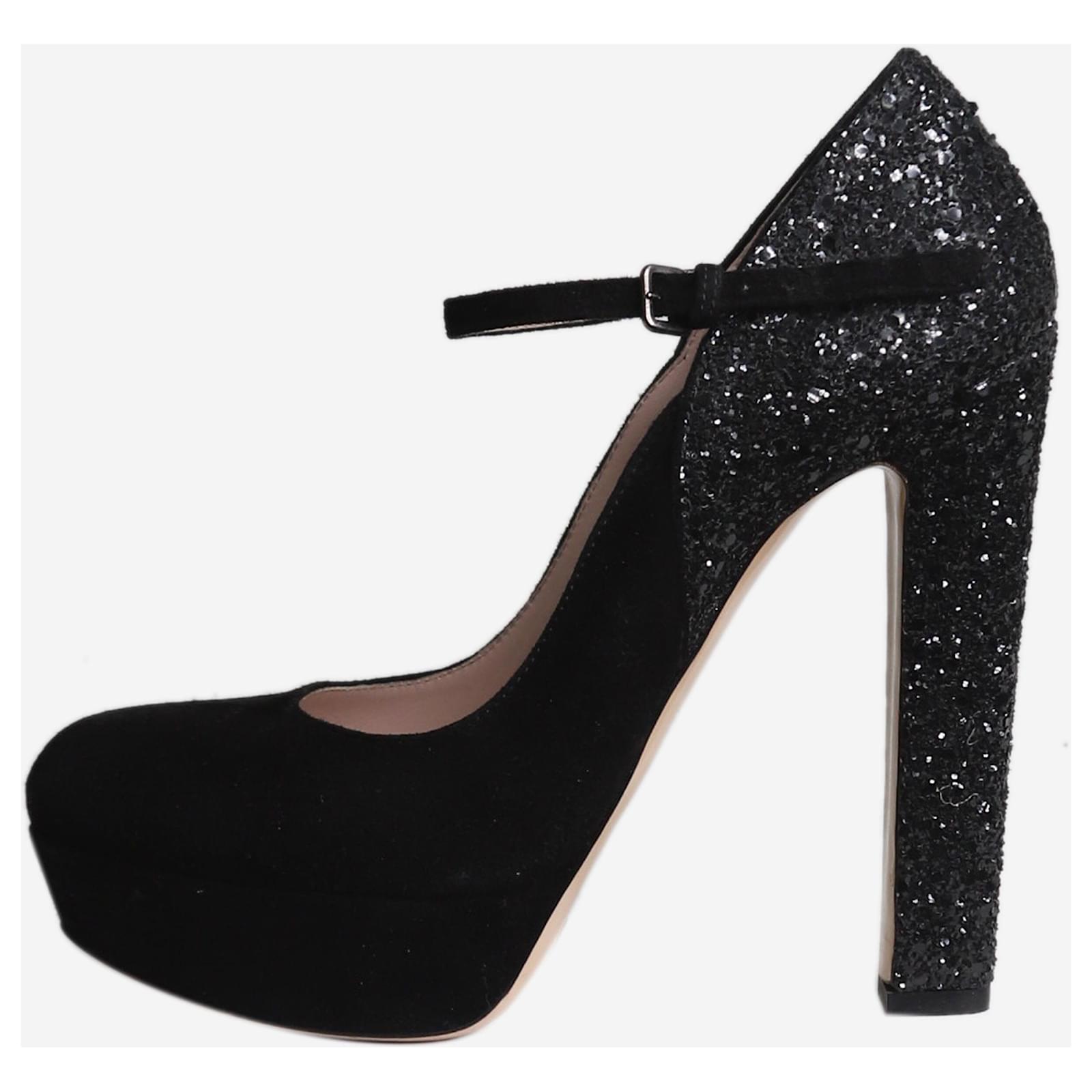 Miu Miu Black suede platform pumps - size EU 37.5 ref