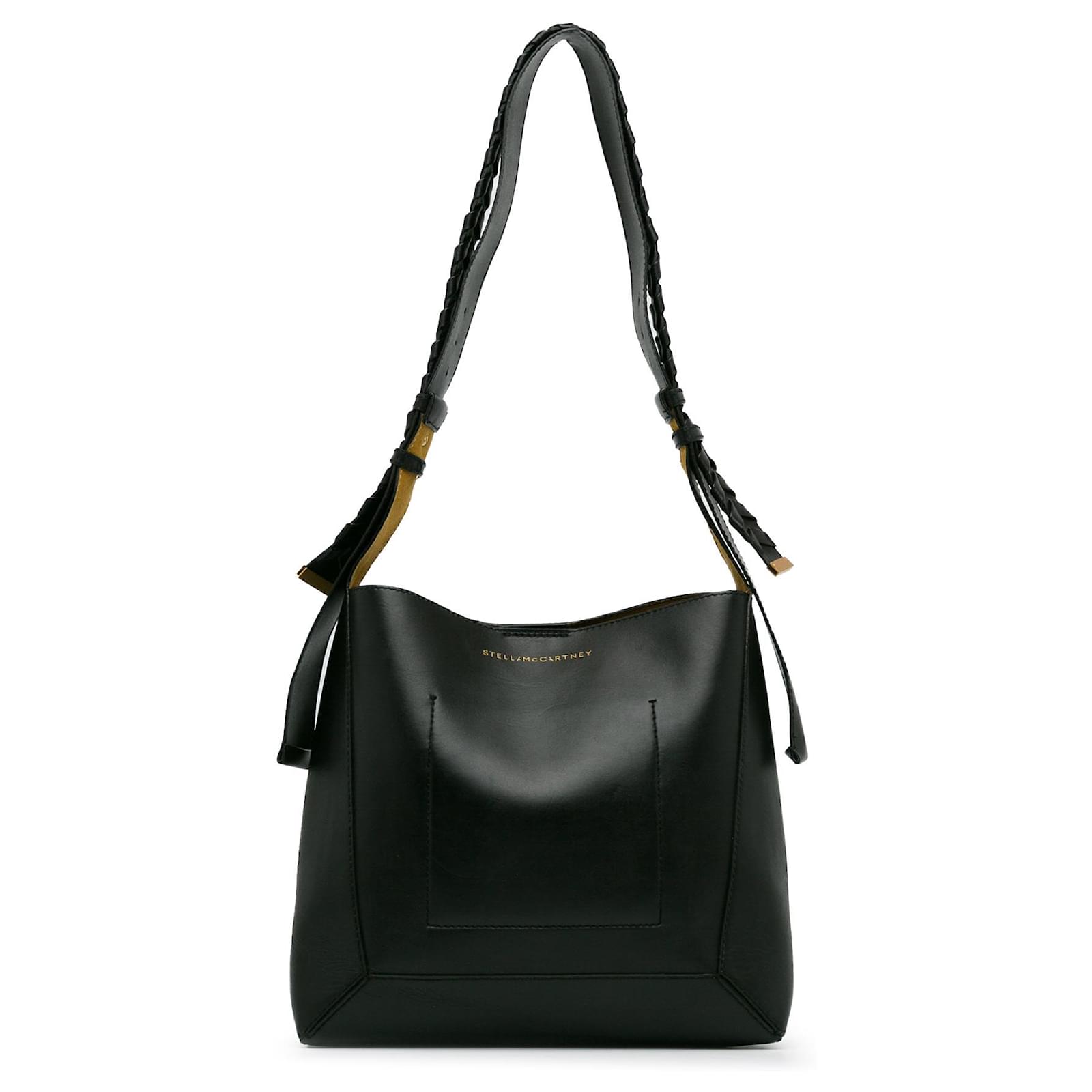 Stella McCartney Sac bandouliere en cuir ecologique noir a bandouliere tressee