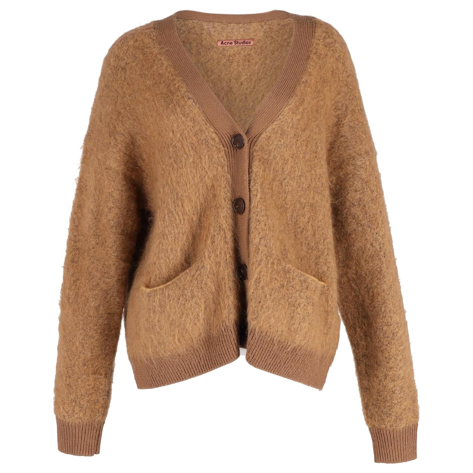 Acne Studios Rives V neck Cardigan in Brown Mohair and Wool Blend ref.1403817 Joli Closet