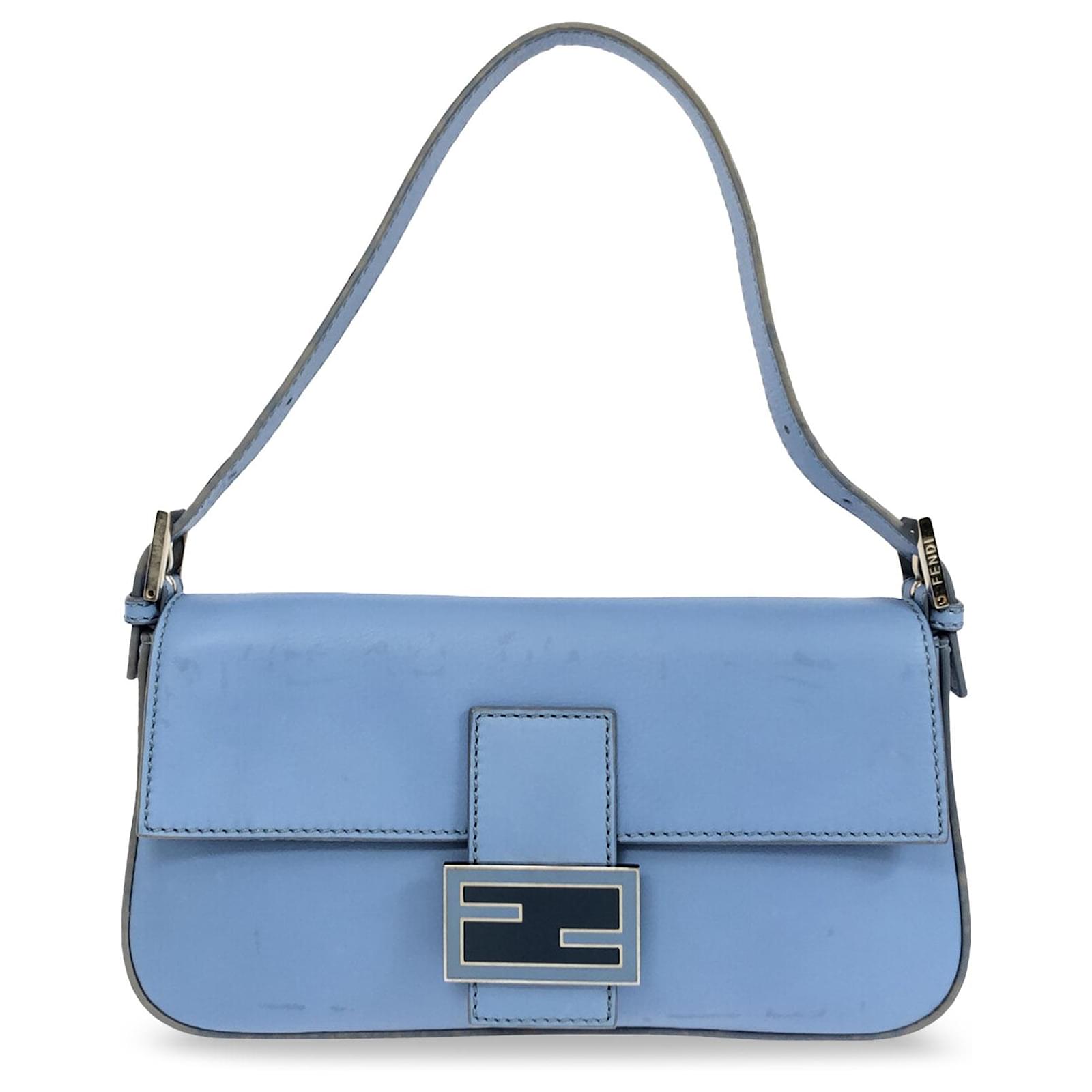 ショルダーバッグ・ポシェット FENDI Woman Crossbody bags Blue 8BL155AUSZ F04QL Fendi Blue Leather Baguette Crossbody Light blue Pony-style