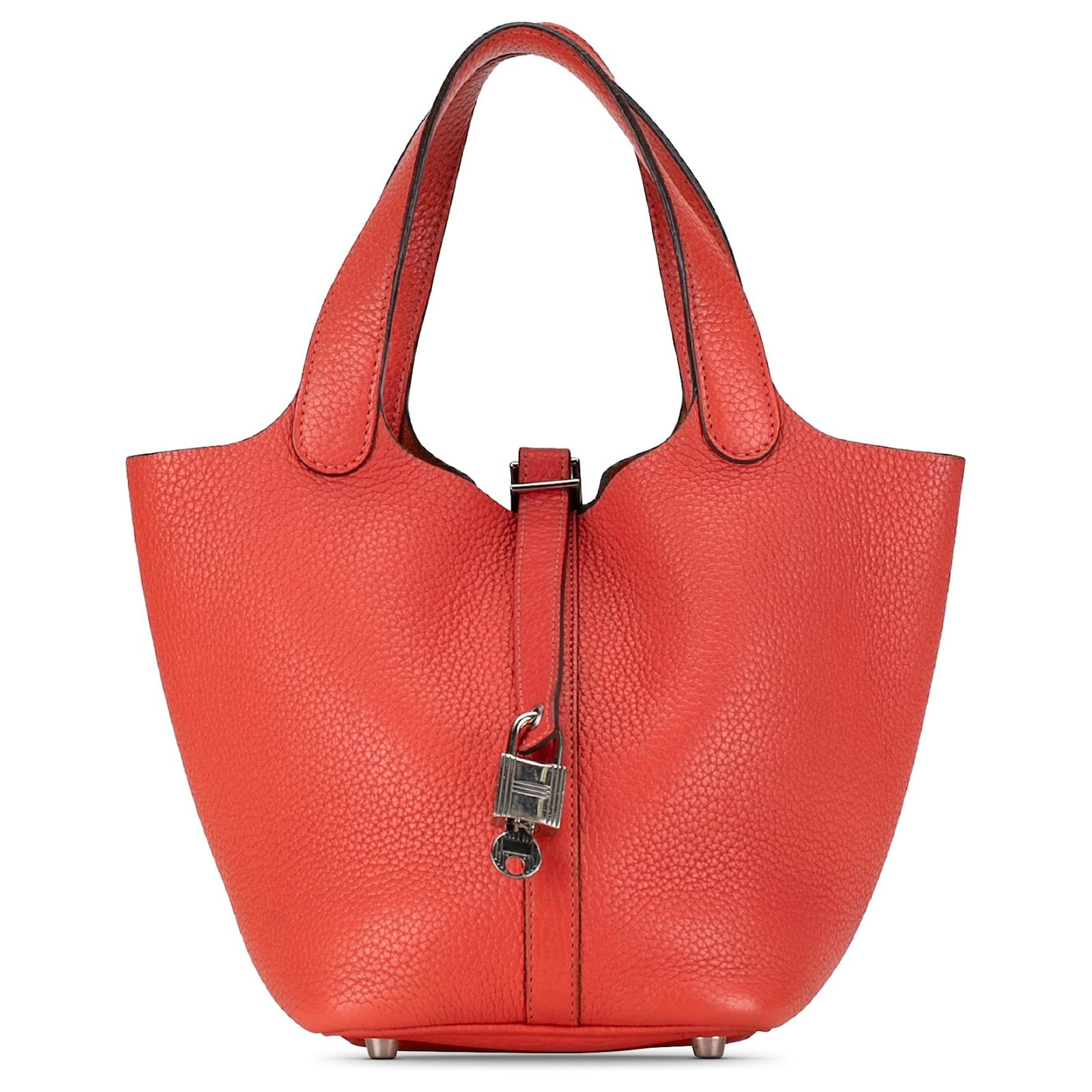 Hermès Hermes Orange Clemence Picotin Lock 18 Leather Pony-style ...