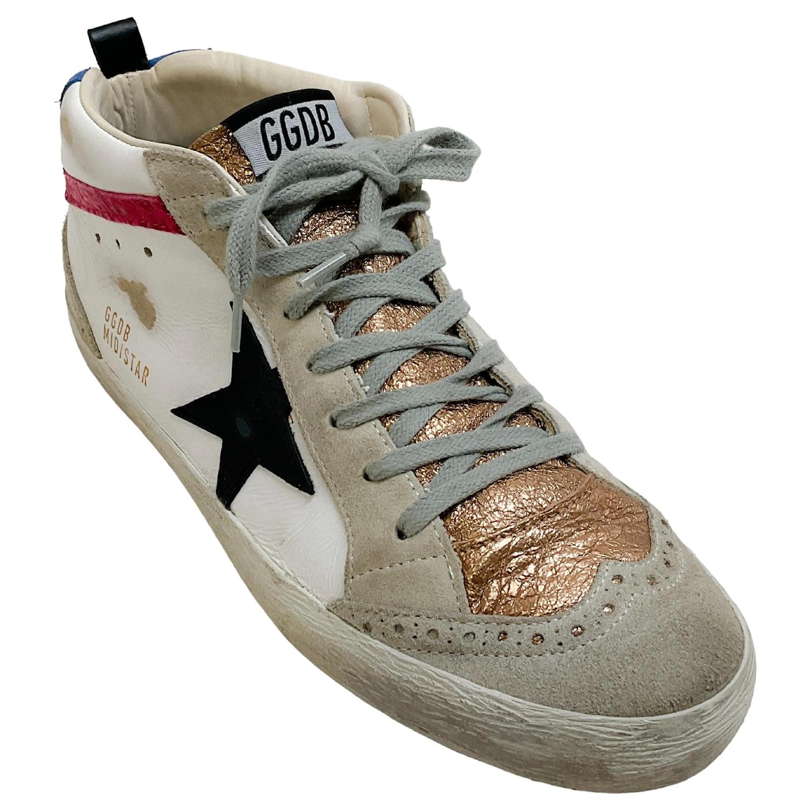 Autre Marque Golden Goose Deluxe Brand Bianco Sneakers alte metallizzate oro rosa Pelle ref.1404882 Joli Closet