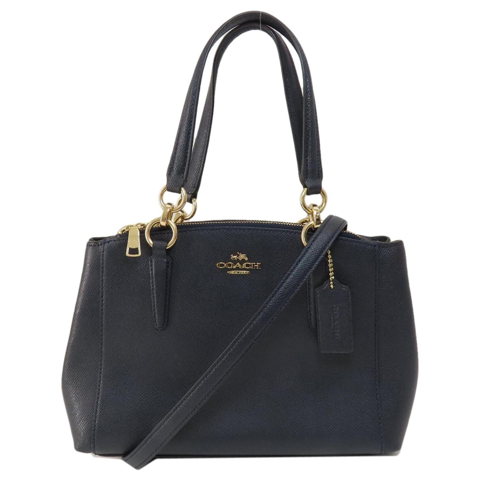 Navy blue leather coach purse sale