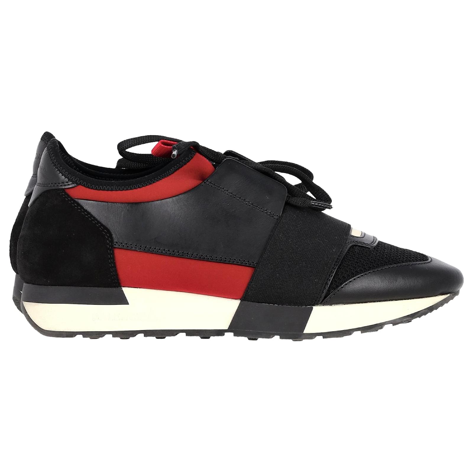 Balenciaga Race Runner Sneakers in Black Leather, mesh, and
