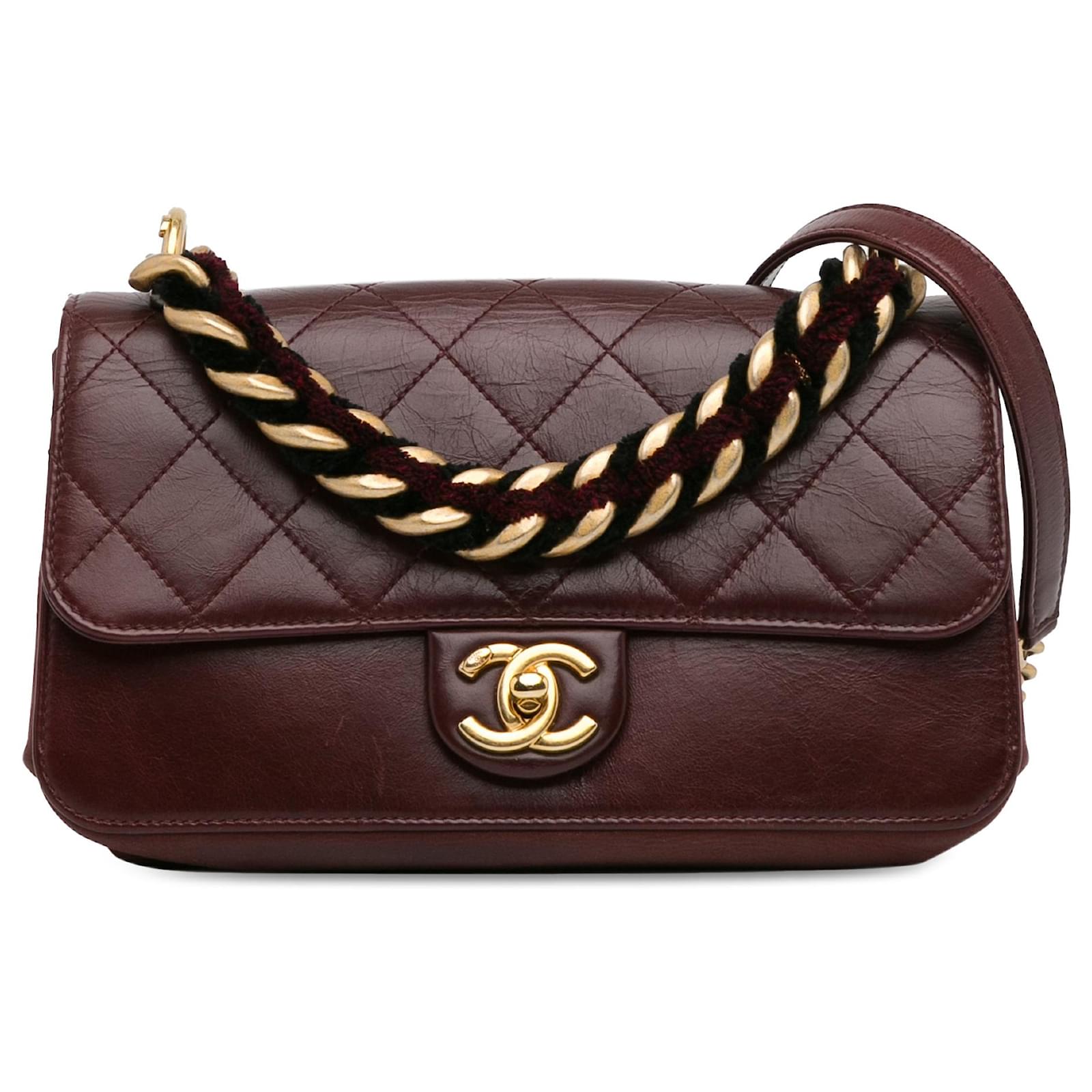 Red Chanel Paris Cosmopolite Small Aged Calfskin Straight Lined Flap Satchel Leather ref.1408279 Joli Closet