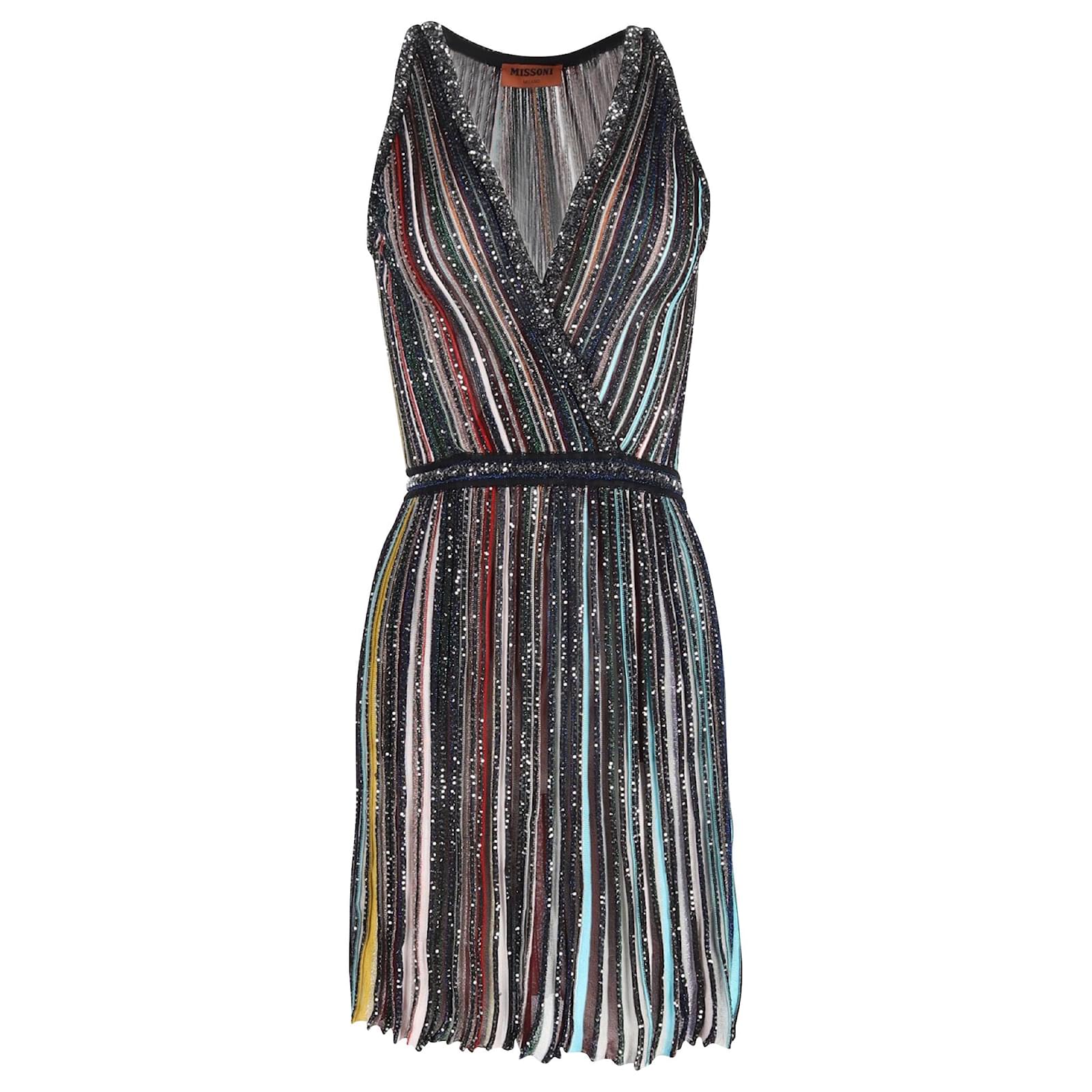 Missoni Sequins V-neck Pleated Mini Dress in Multicolor Rayon Cellulose  fibre ref.JC1408602 (Sold) - Joli Closet
